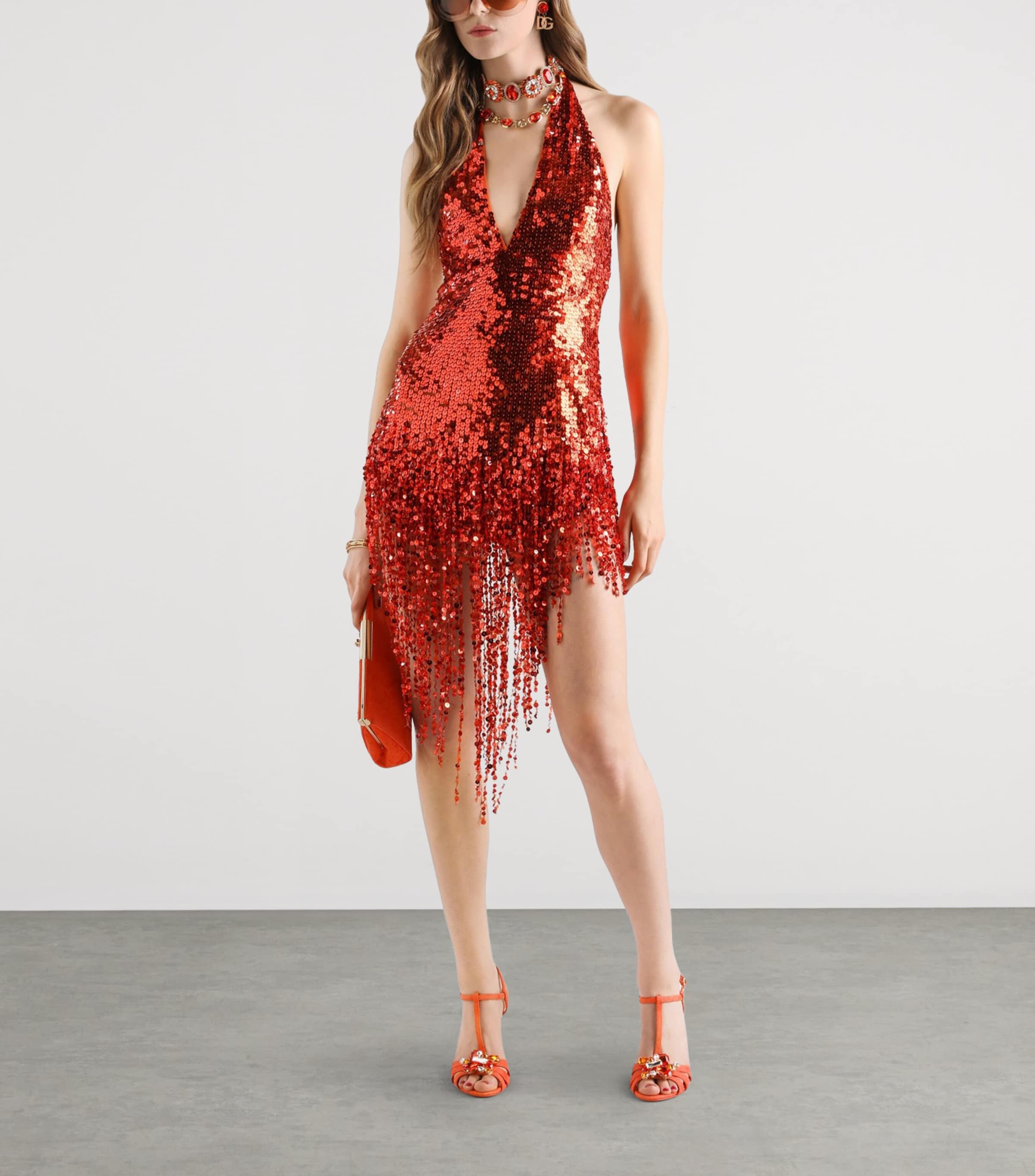 Dolce&Gabbana Womens Sequinned Mini Dress Embroidered Image 2