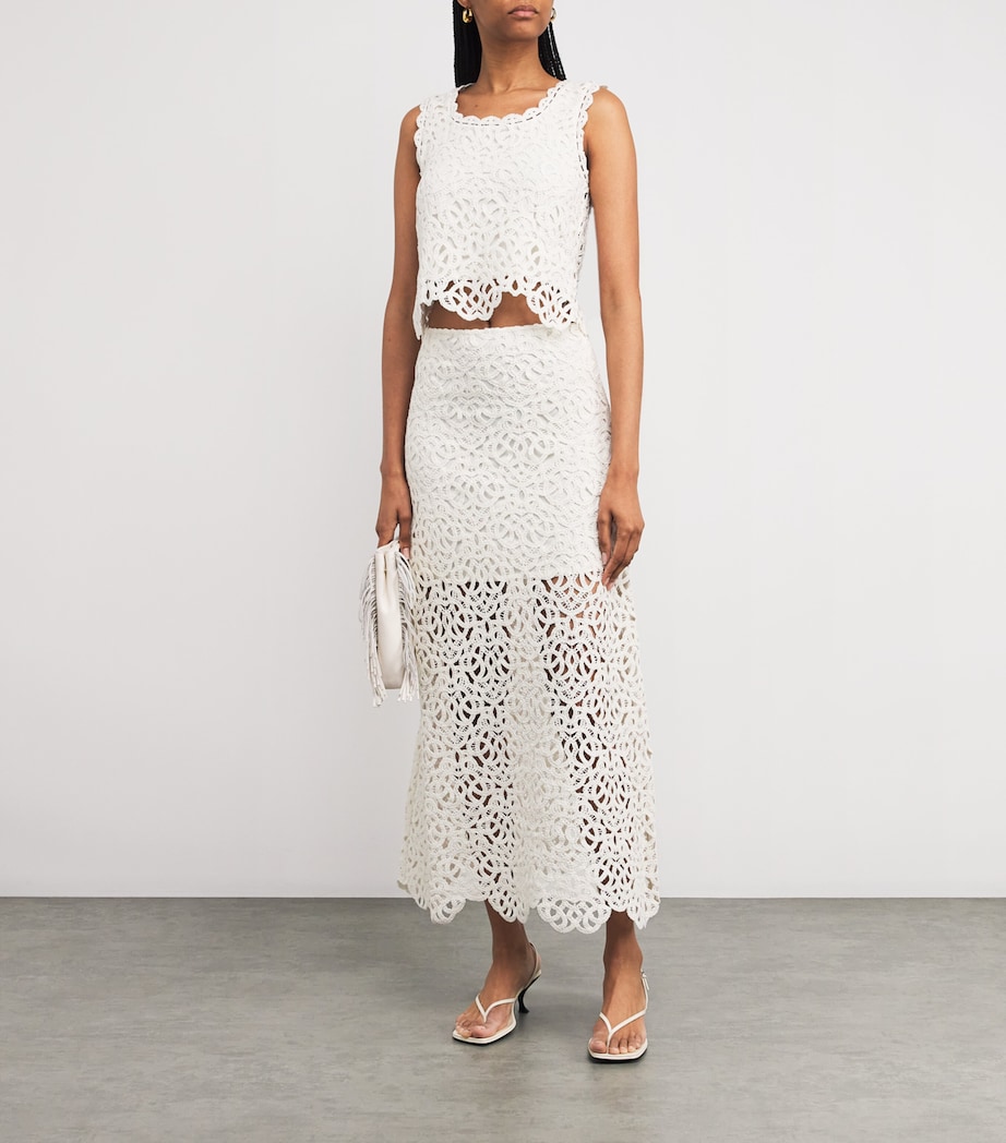 Cotton Crochet Tank Top ECRU Image 2