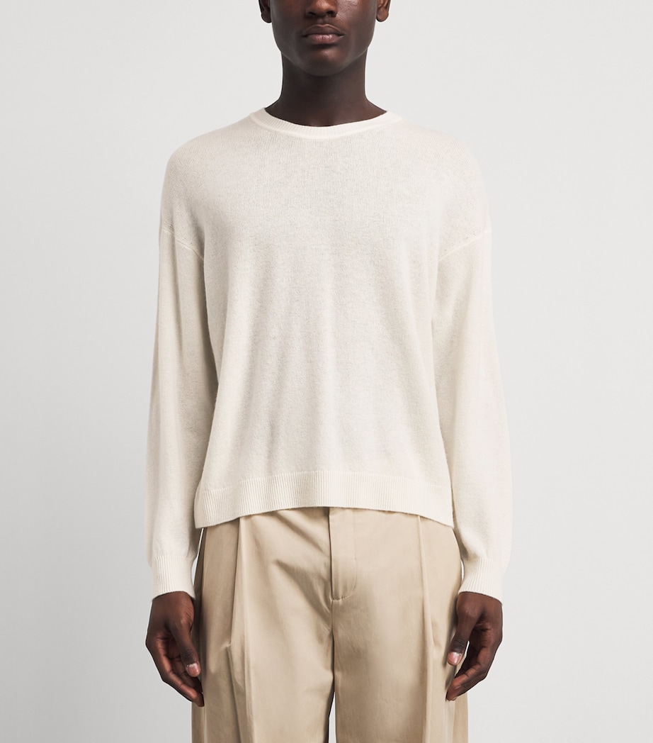 FRAME Mens Wool-Cashmere Crew-Neck Sweater Offwhite Image 4