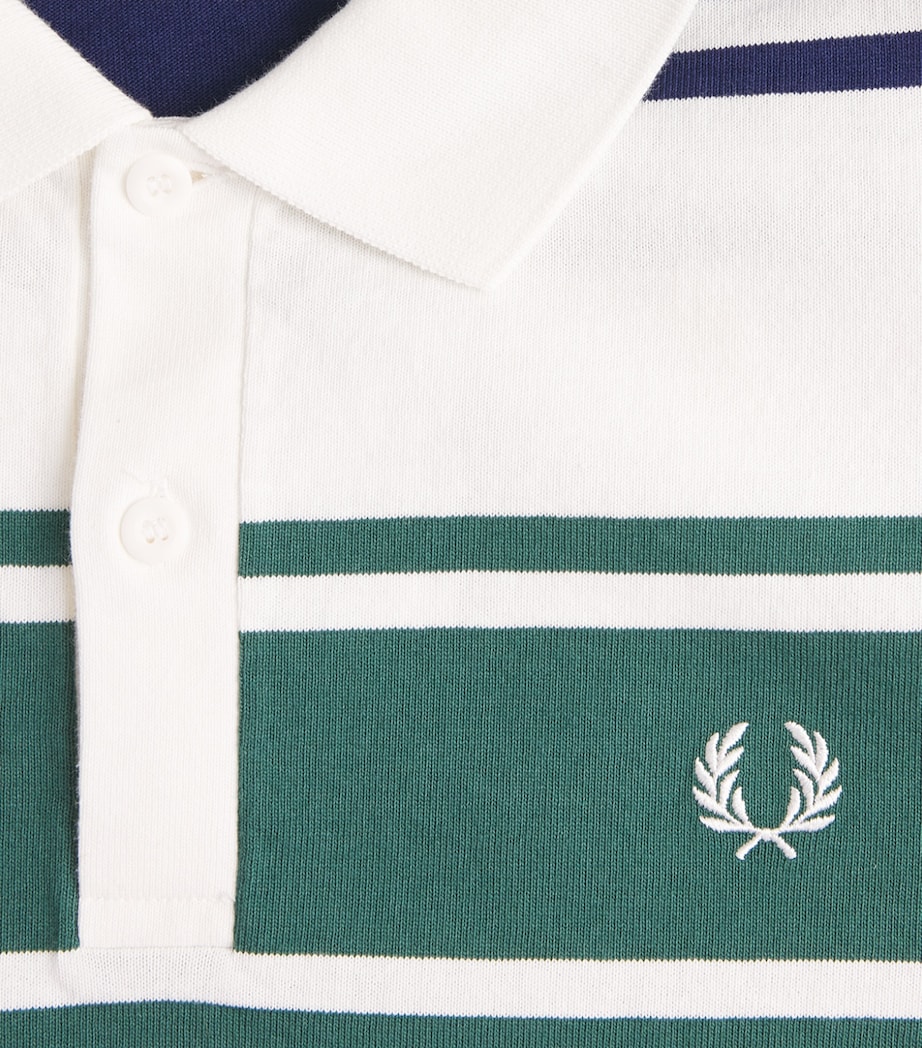Fred Perry Mens Cotton Stripe Polo Shirt Snow White Image 6
