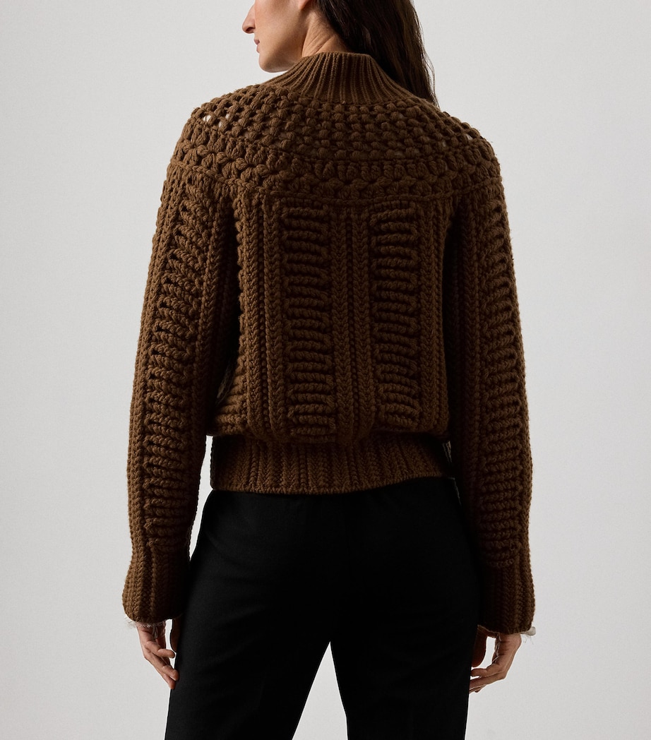 Cashmere Hand-Knit Yoke Cardigan COGNAC Image 3