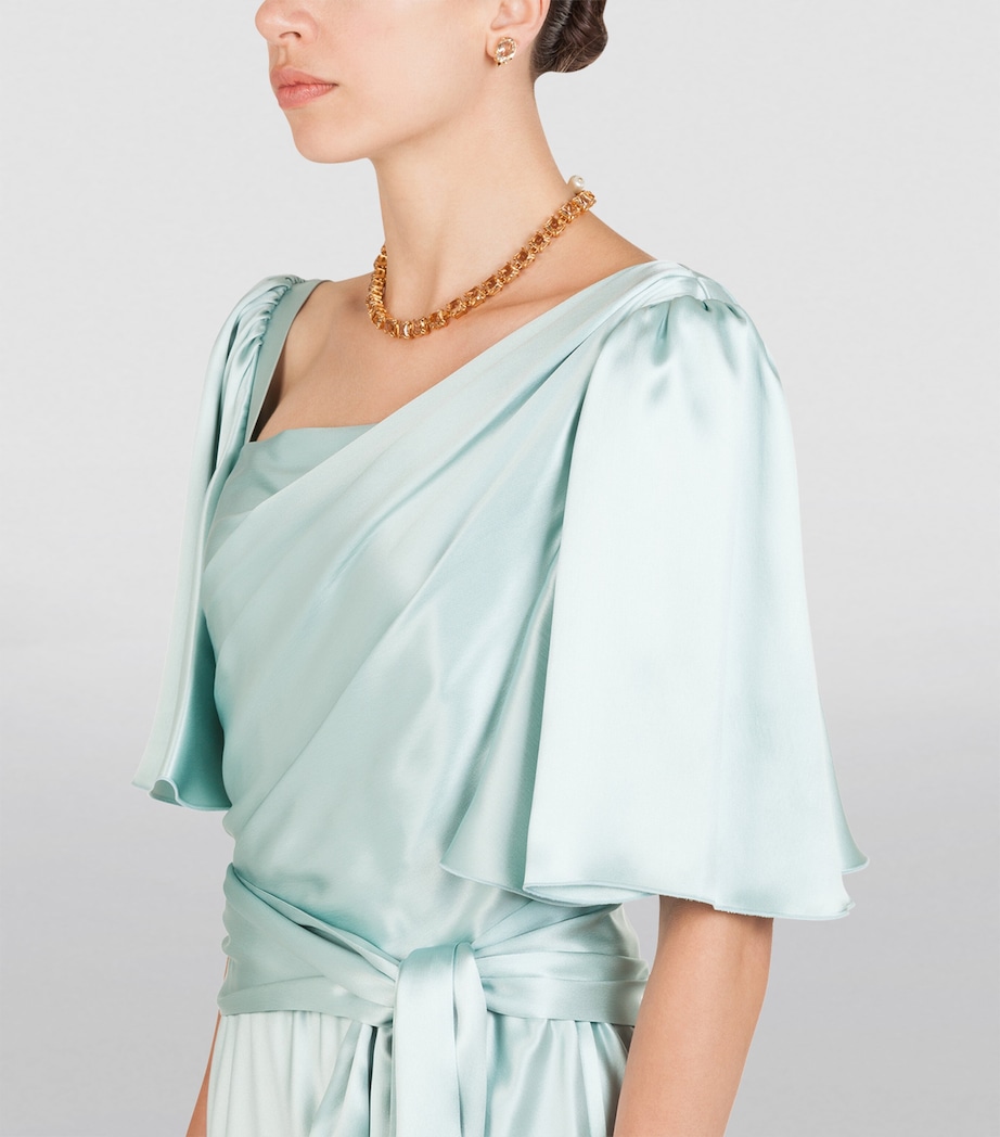 Silk Belted Dress B3933-DARK WATER LIG Image 6