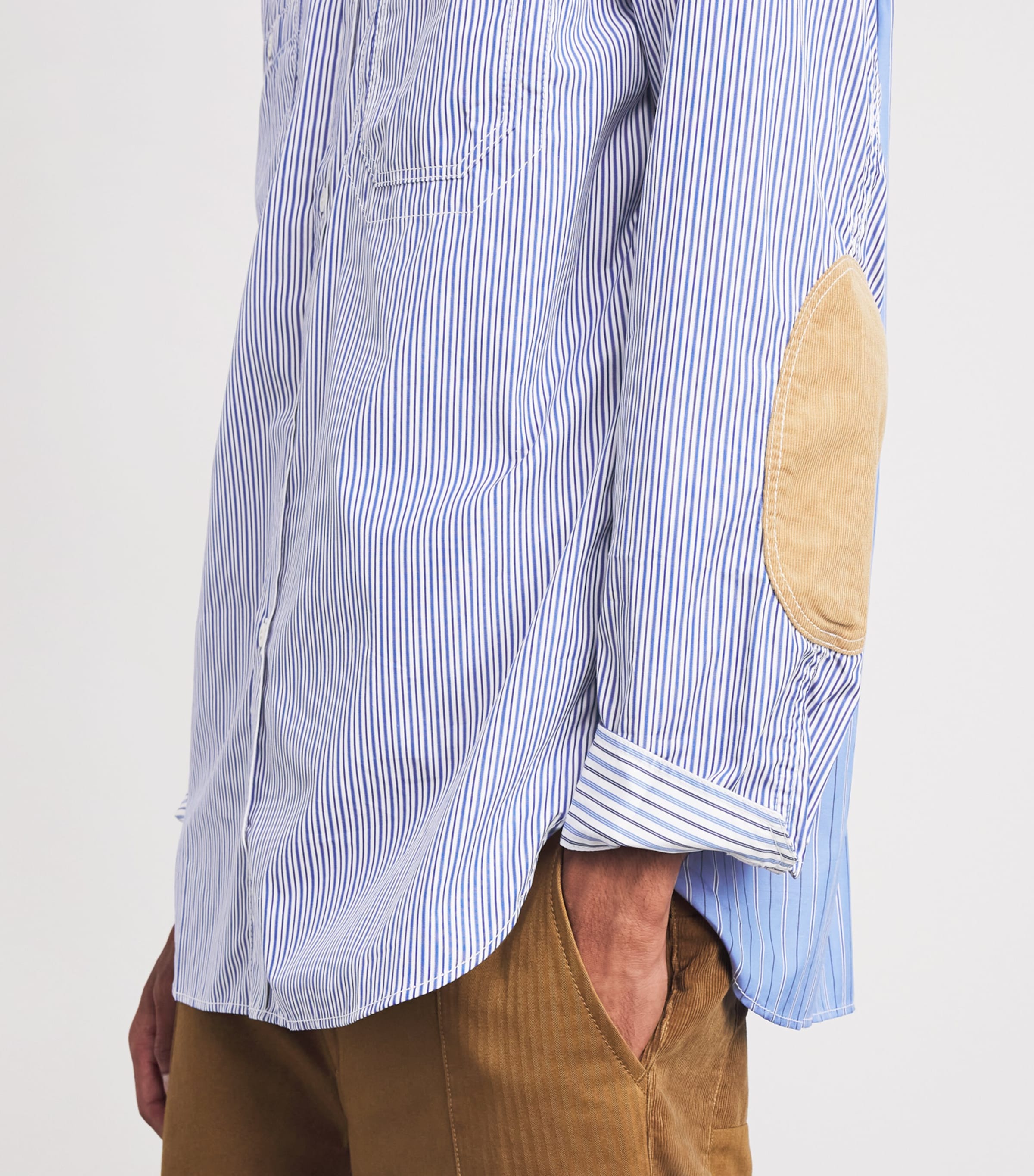 Junya Watanabe MAN Mens Cotton Stripe Shirt Wh/nv/blu X Sx/why Image 3