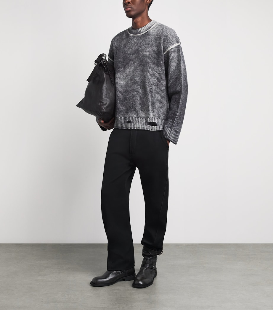 Represent Mens Wool Reversible Fade Out Sweater Jet Black Image 2