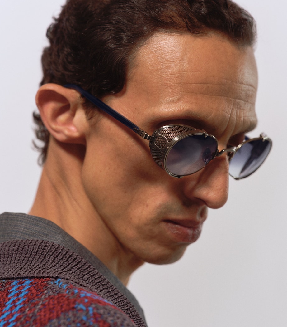 Matsuda Heritage Round Sunglasses Antique Silver Blue Image 2