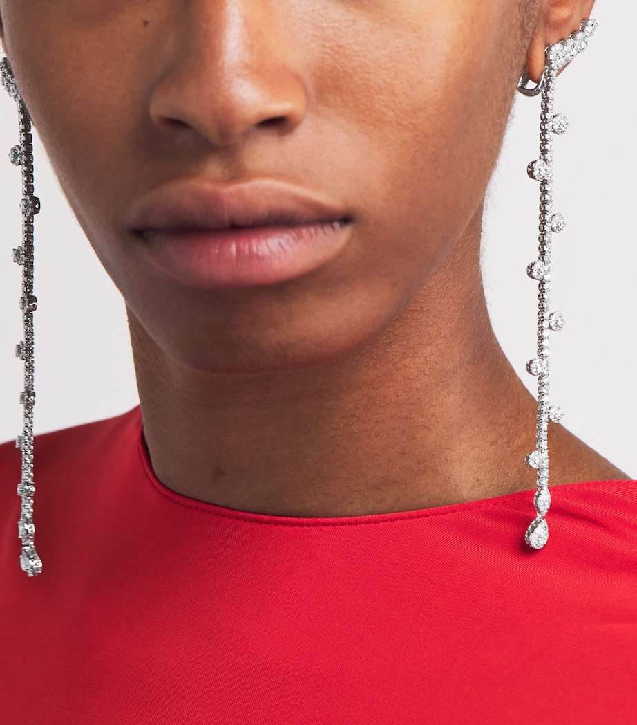 White Gold and Diamond Y-Couture Drop Earrings WHITE GOLD Image 5