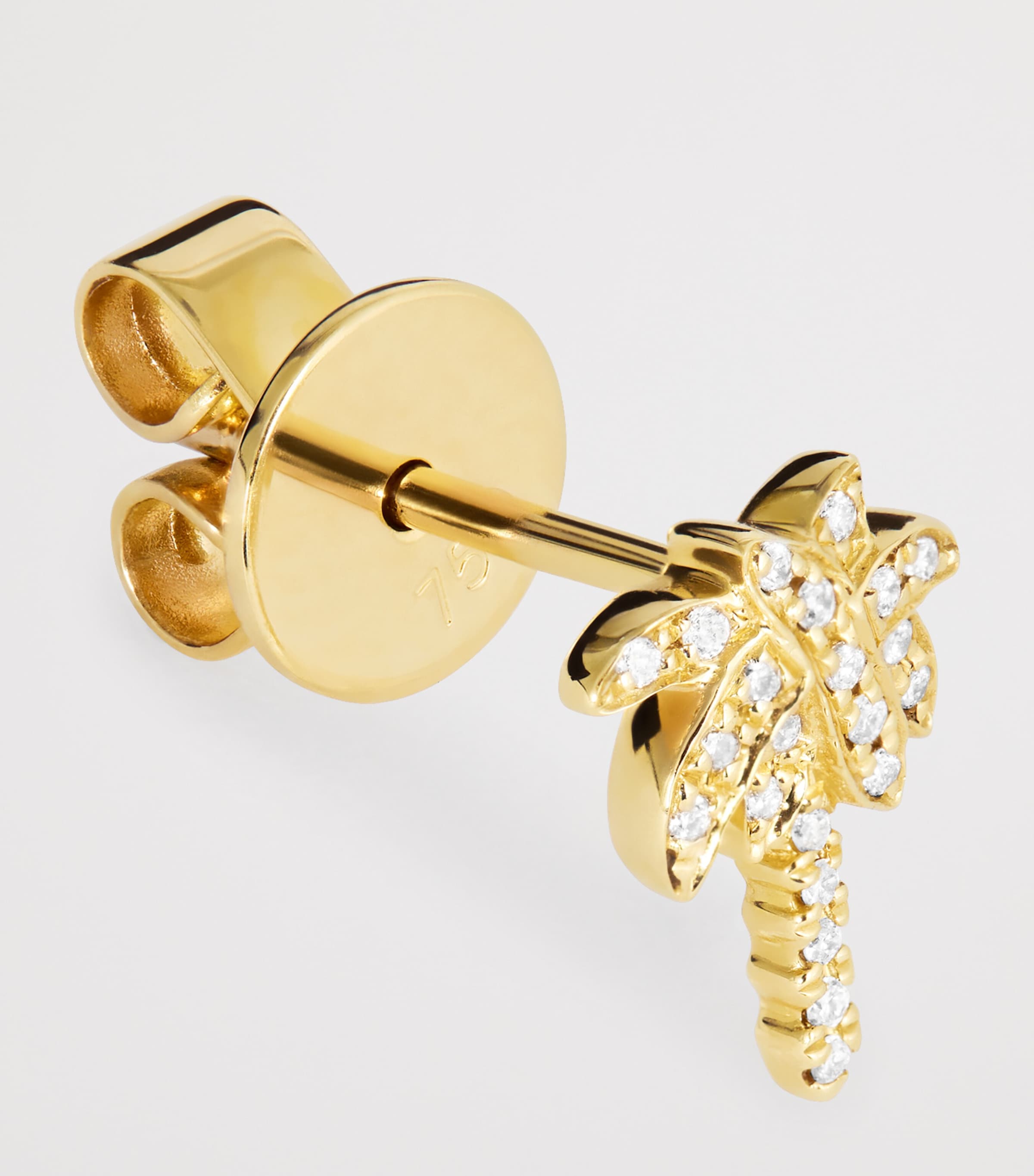 Yellow Gold and Diamond Palm Tree Single Earring YELLOW GOLD Image 3