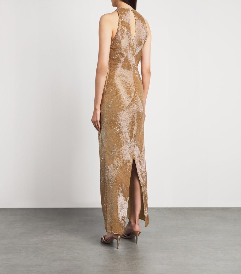 Clio Peppiatt Womens Embellished Delphine Maxi Gown Champagne Image 4