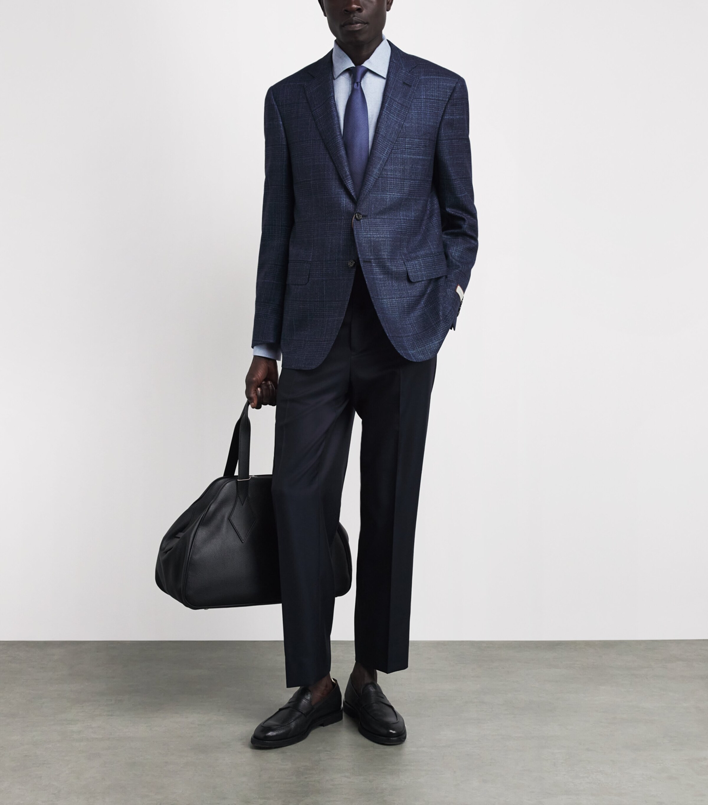 Corneliani Mens Cotton-Cashmere Shirt Drk Ceruole Ble Image 2