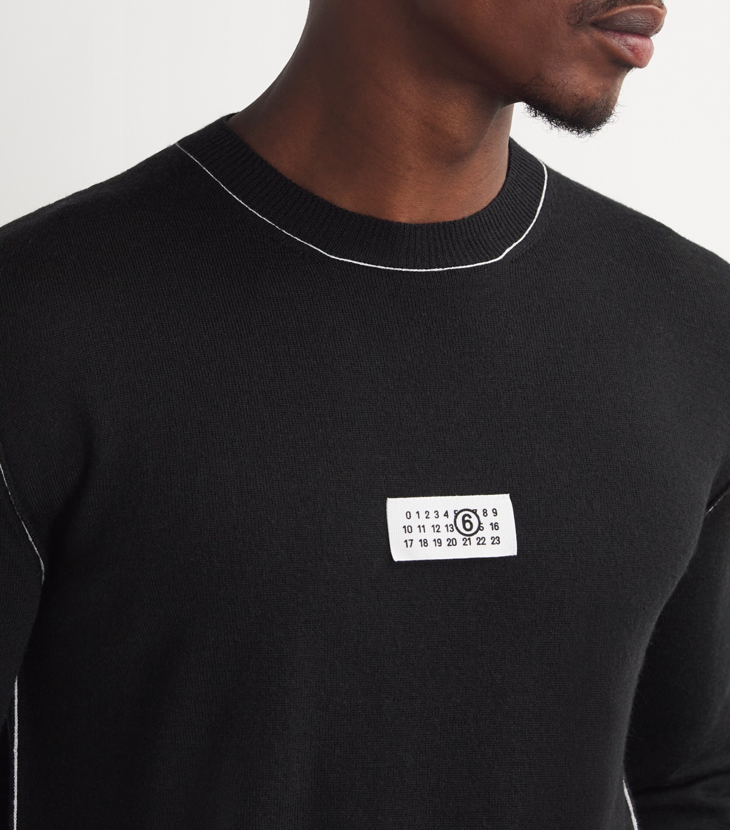 MM6 Maison Margiela Black Wool-Blend Numeric Tab Jumper | Harrods US
