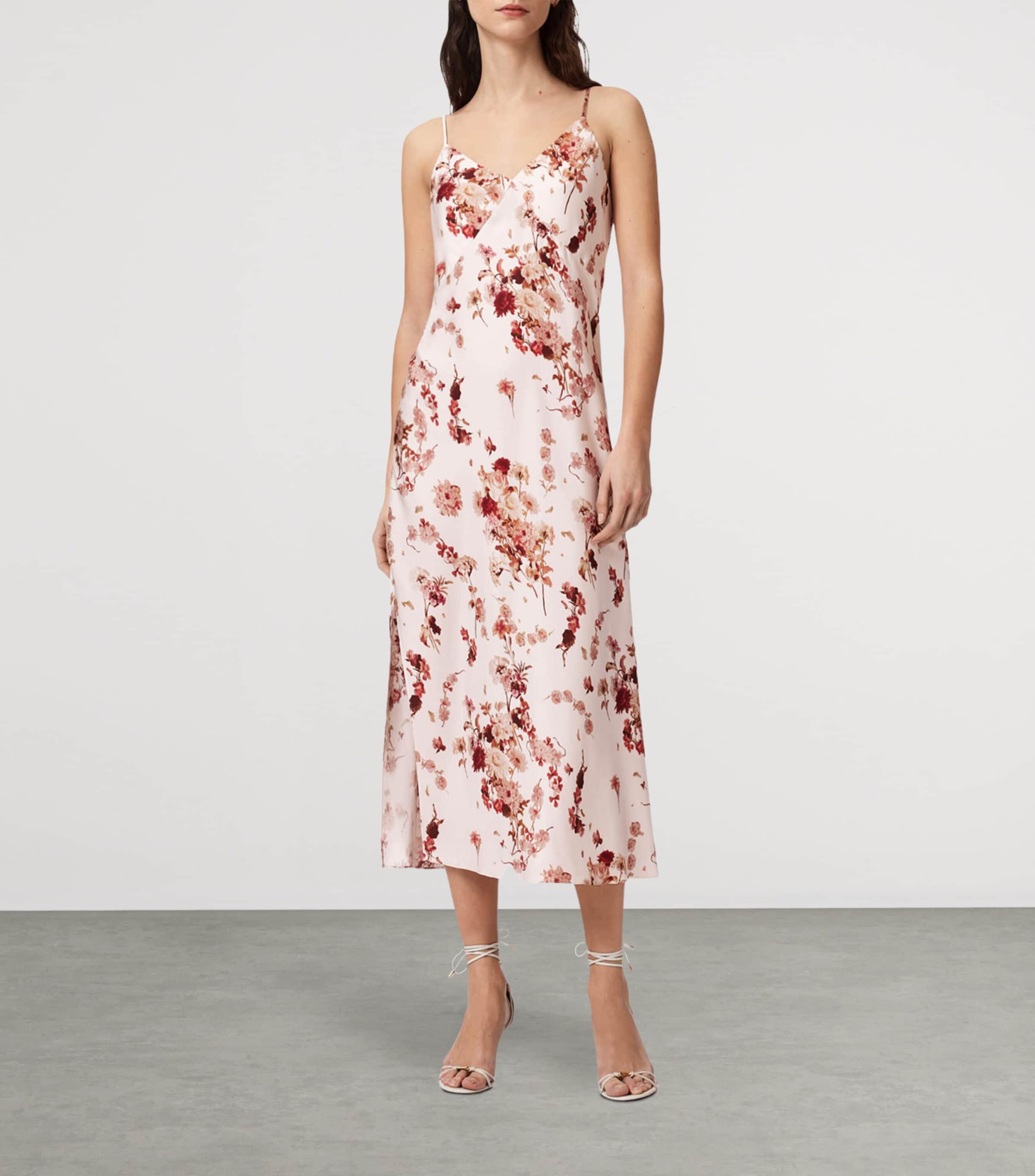 AllSaints Womens Silk-Blend Melody Slip Dress Armada Soft Pink Image 2