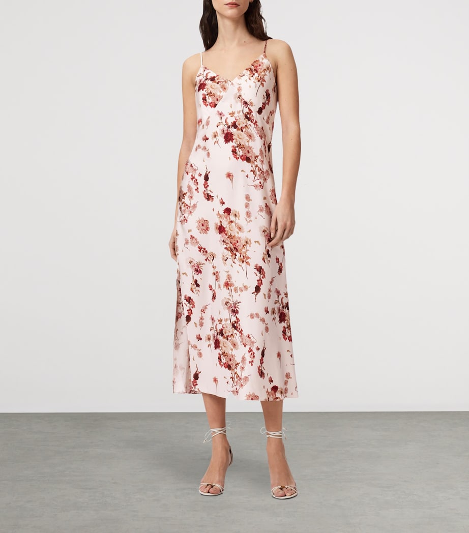 AllSaints Womens Silk-Blend Melody Slip Dress Armada Soft Pink Image 2