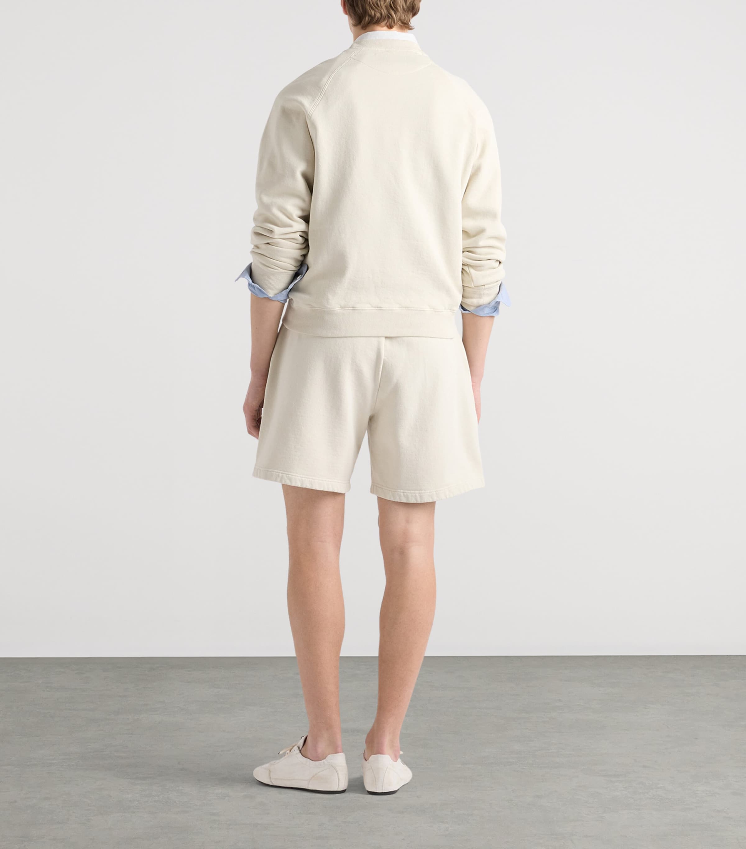 Prada Mens Cotton Logo Tab Sweatshirt Neutral Image 5