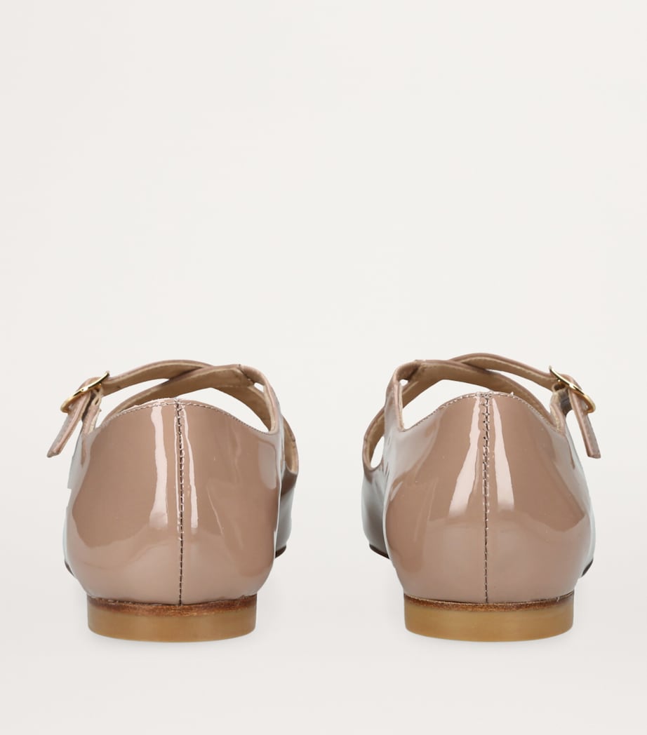 Stuart Weitzman Patent Leather Clem Mary Jane Flats Beige Image 2