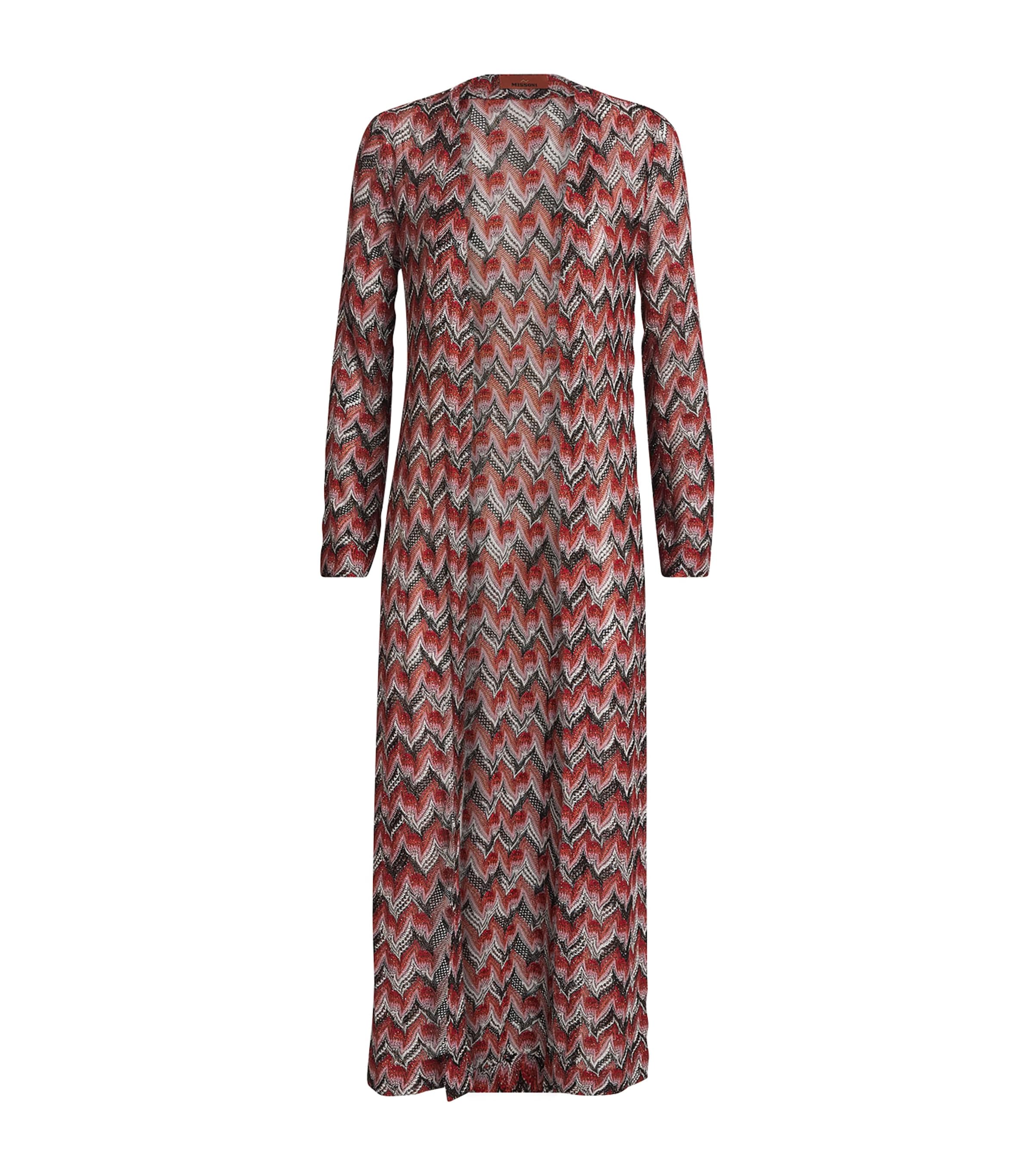 Missoni Zigzag Open-front Cardigan In Red