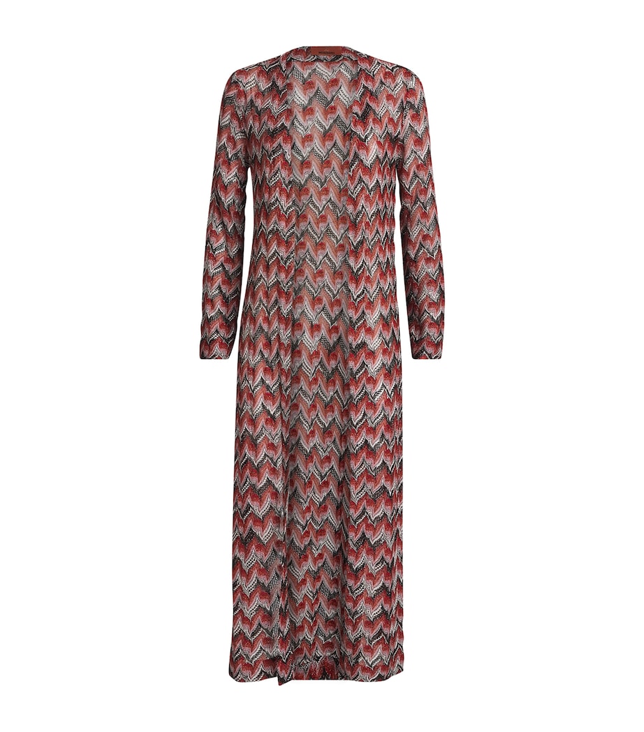 Zigzag Open-Front Cardigan S4175 RED/BLACK Image 1