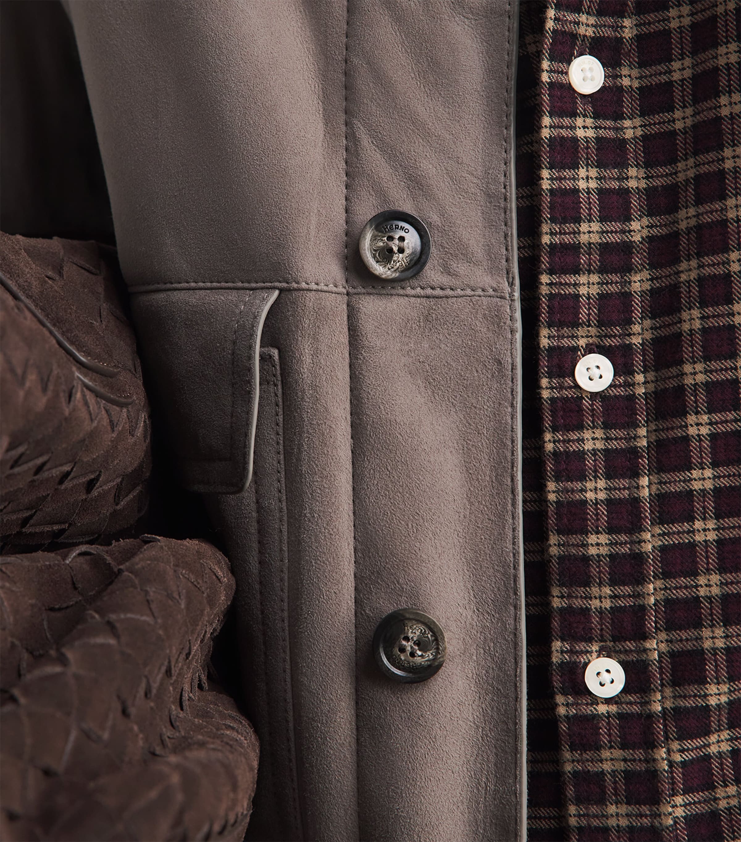 Herno Mens Suede Bomber Jacket Tortora Image 3