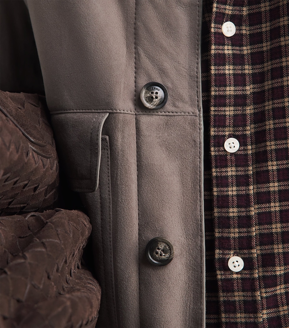 Herno Mens Suede Bomber Jacket Tortora Image 3