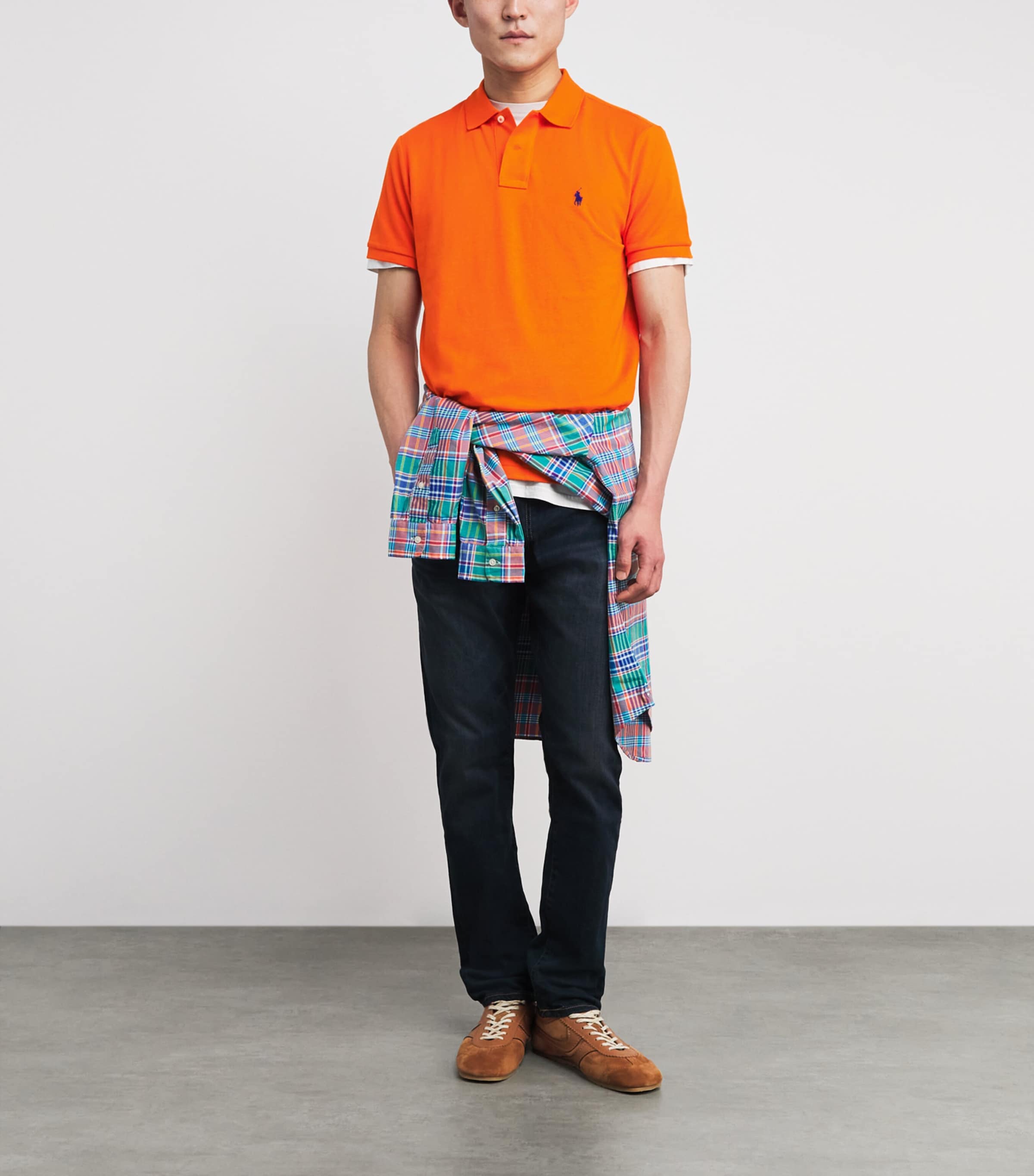 Polo Ralph Lauren Mens Cotton Mesh Polo Pony Polo Shirt Orange Image 2