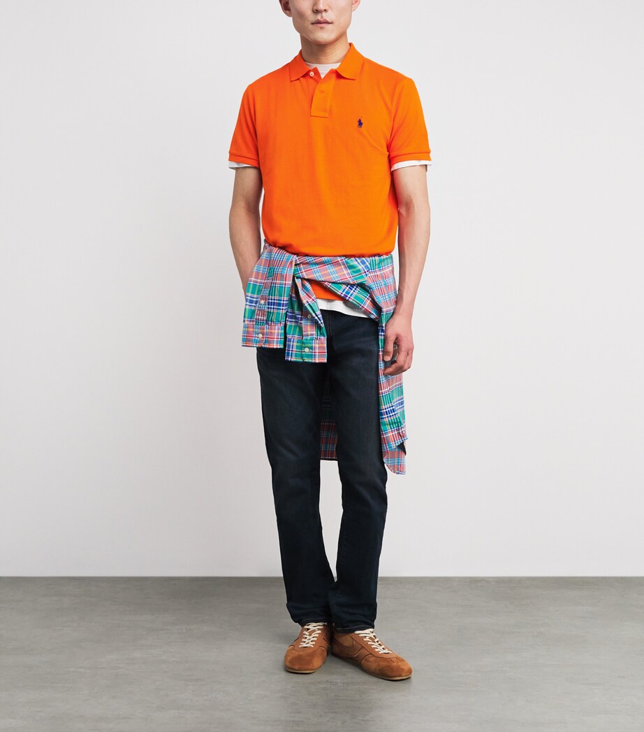 Polo Ralph Lauren Mens Cotton Mesh Polo Pony Polo Shirt Orange Image 2