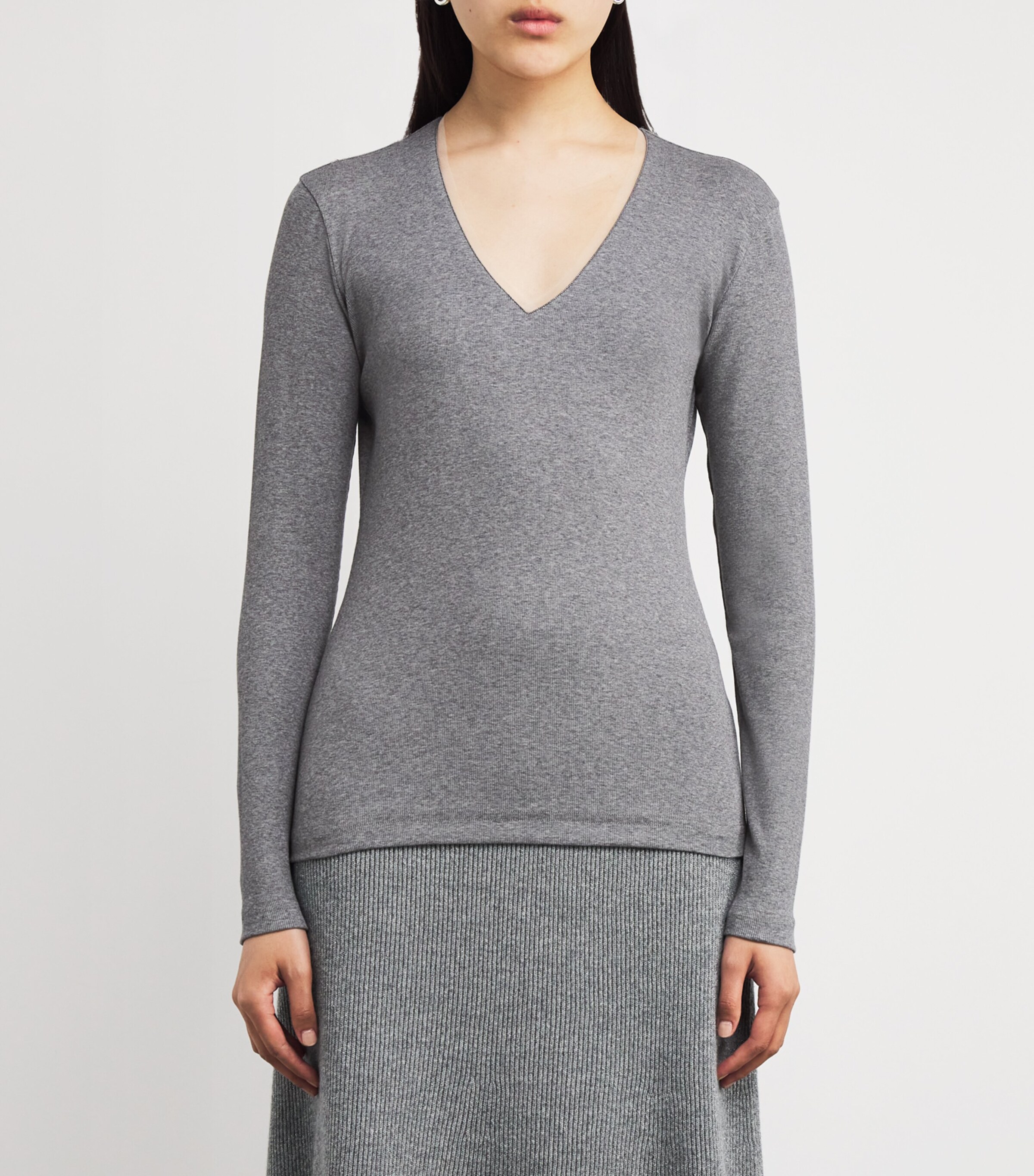 Fabiana Filippi Womens Embellished Mesh-Trim Sweater Roccia Image 3