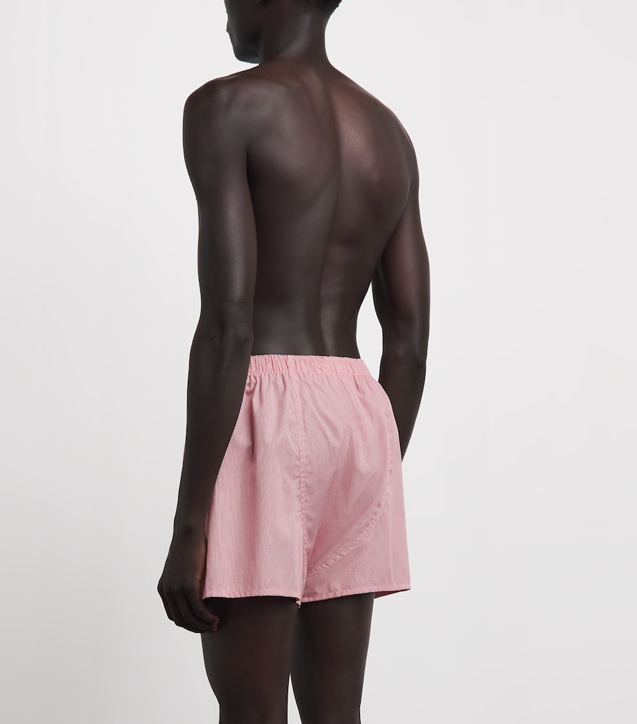 Sunspel Mens Cotton Classic Boxer Shorts White/red Micro Image 3