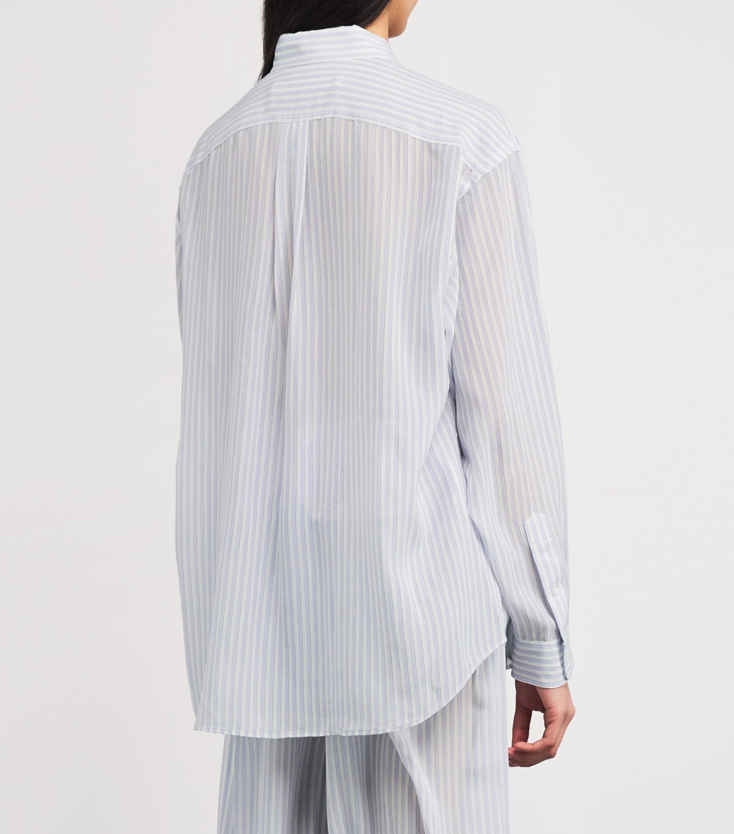 Alexander Wang Womens Silk Stripe Oversized Shirt Oxfrd Blu/wht Image 4