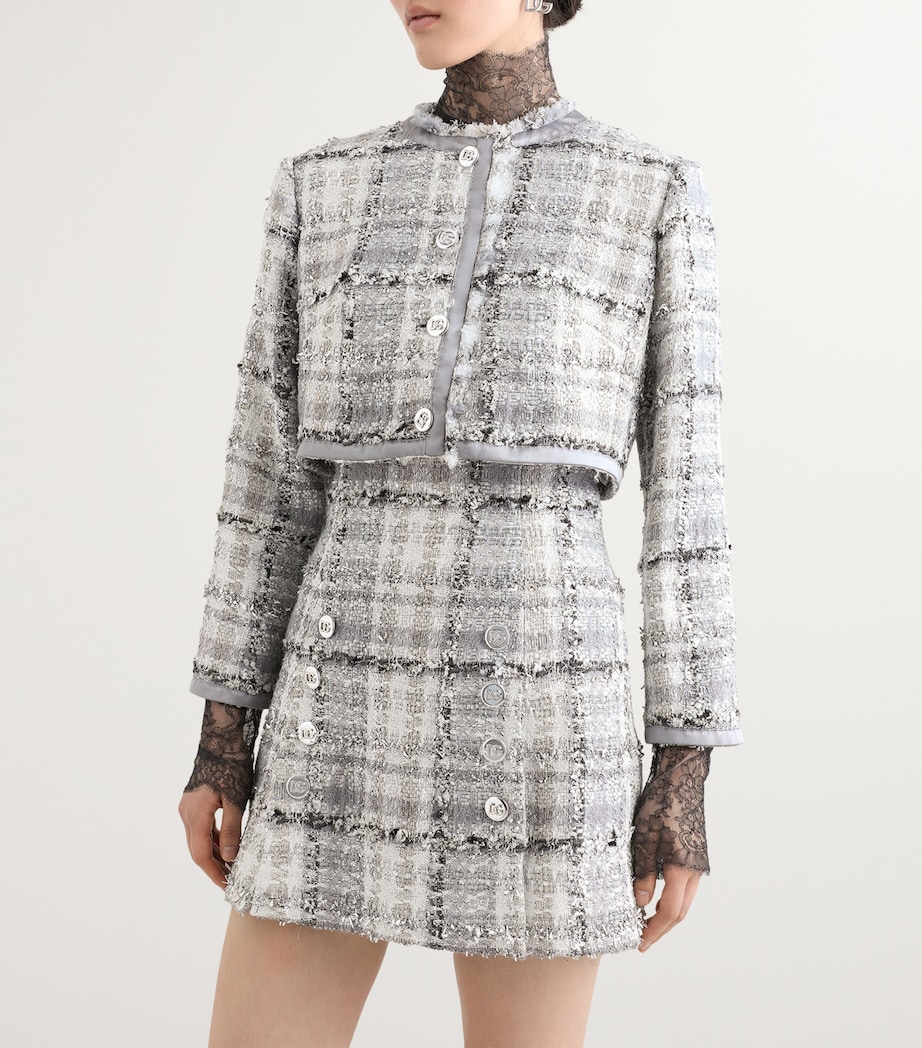 Tweed Cropped Raschel Jacket S8100-CHECK-TARTAN Image 3