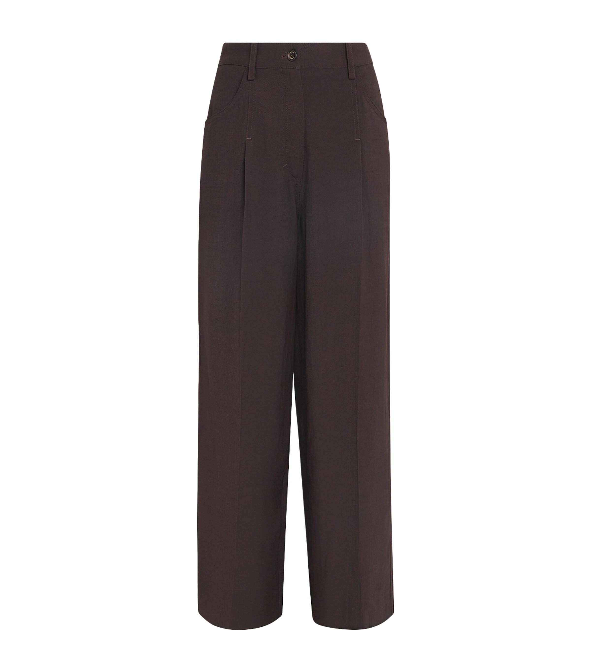 Sandro Paris Womens Wide-Leg Tailored Trousers Brown Image 1