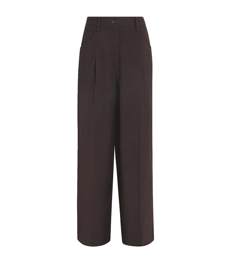Sandro Paris Womens Wide-Leg Tailored Trousers Brown Image 1