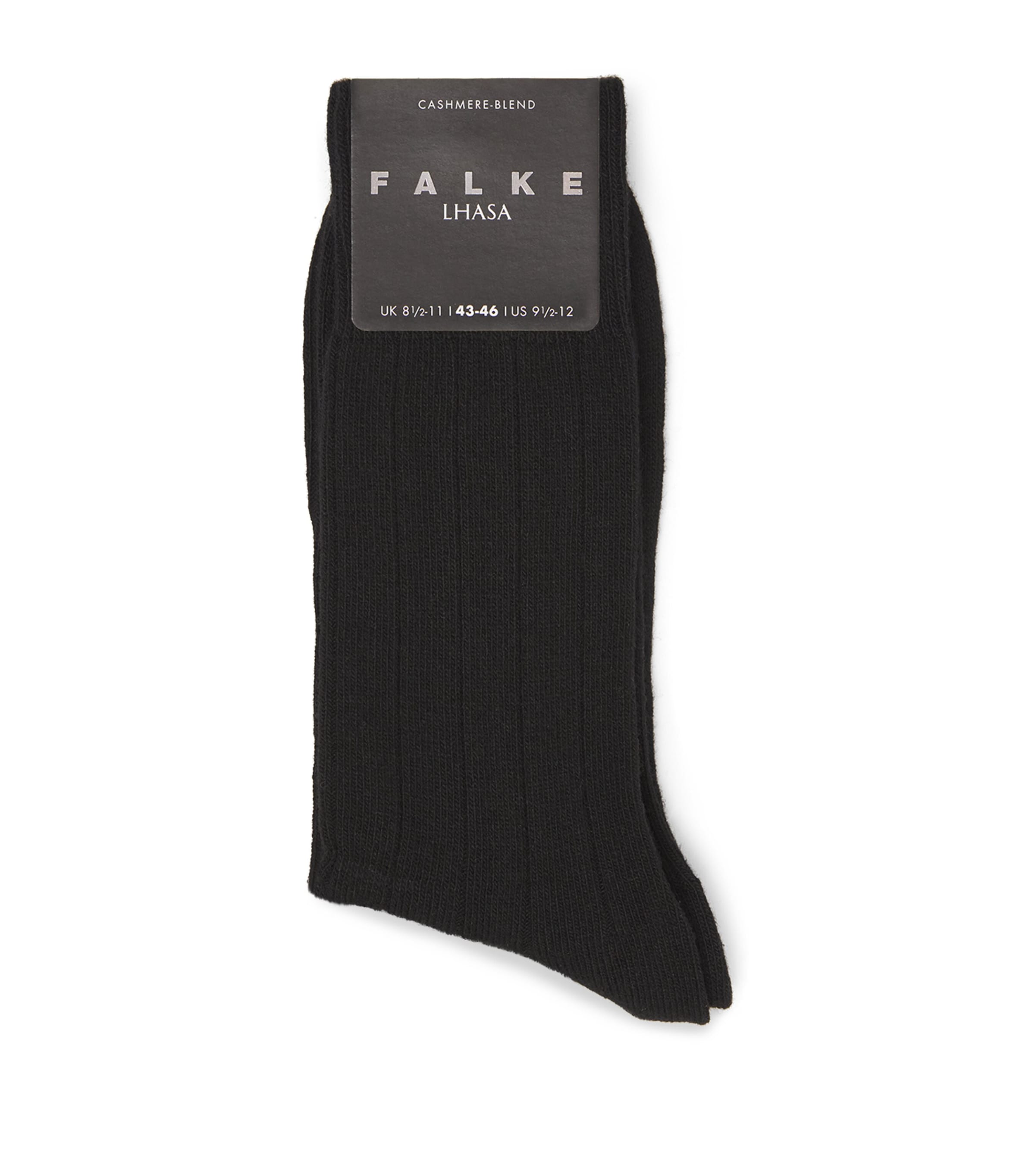 Shop Falke Wool-cashmere Blend Lhasa Ribbed Socks In Black