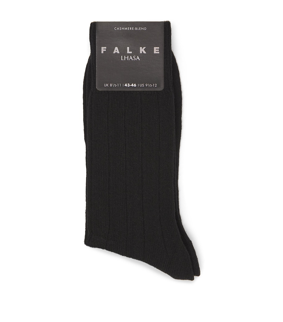 Wool-Cashmere Blend Lhasa Ribbed Socks 3000 BLACK Image 1
