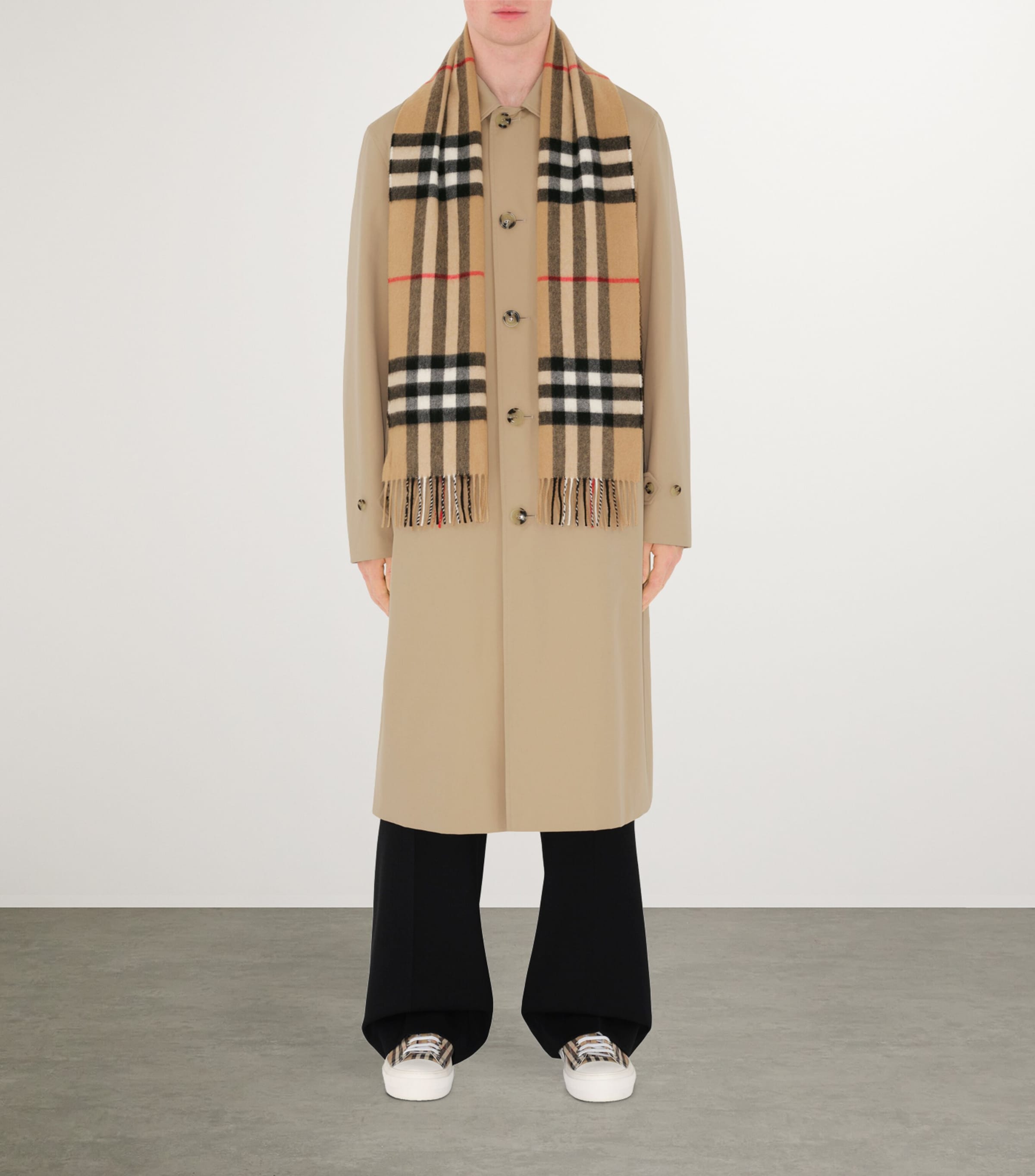 Burberry Cashmere Check Scarf Archive Beige Image 4