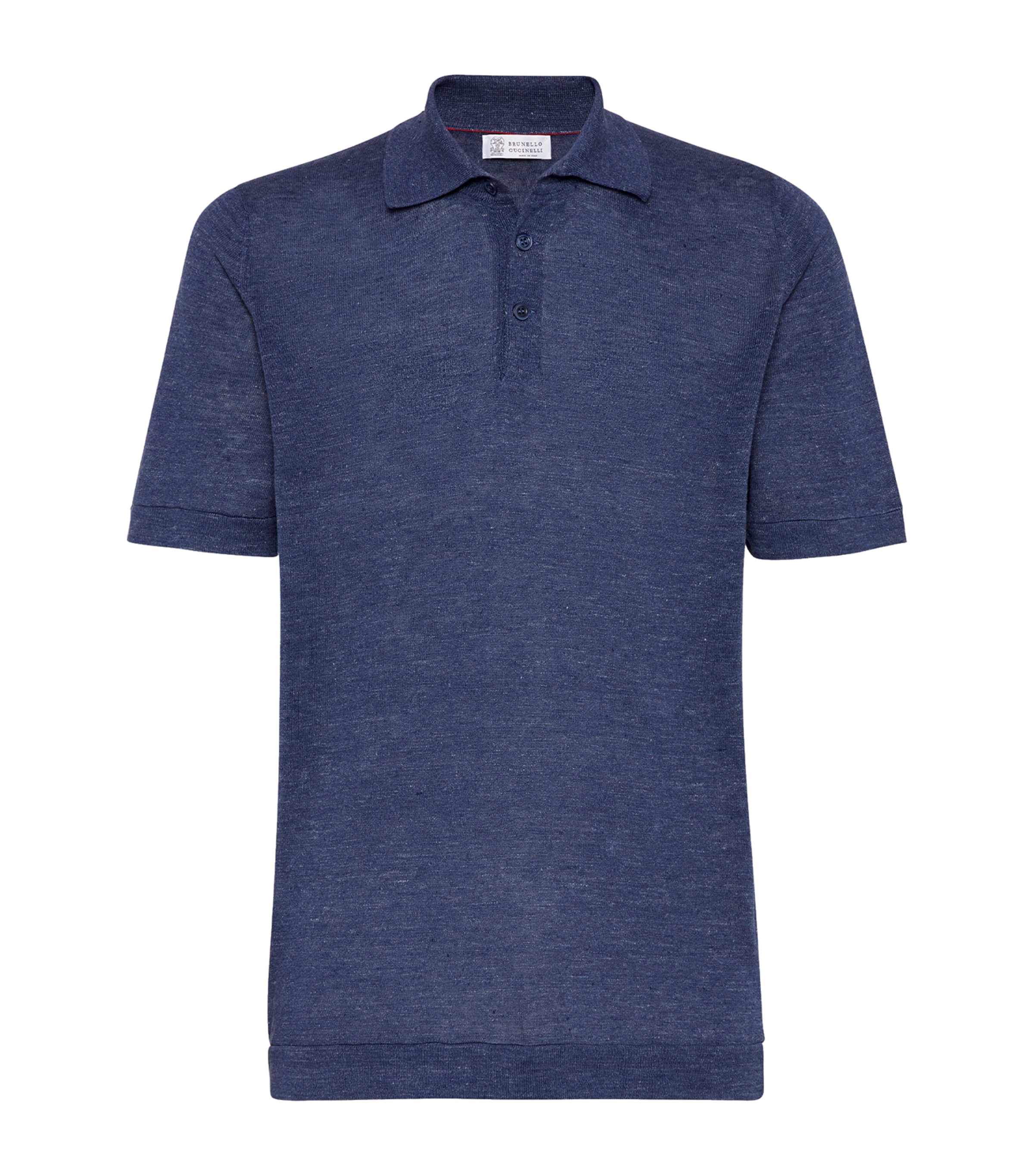 Brunello Cucinelli Men Melange Cotton And Linen Polo Shirt In Blue