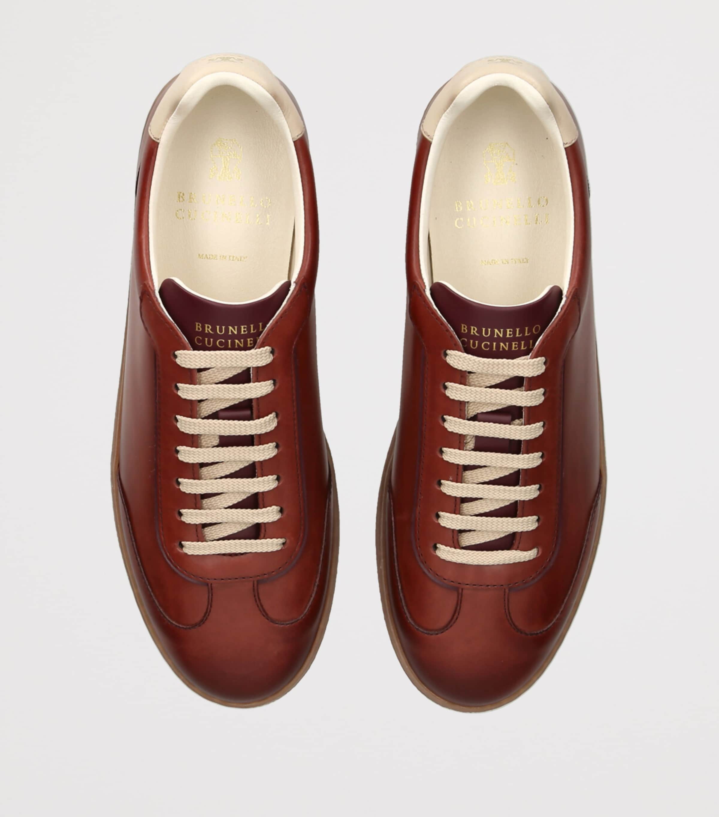 BRUNELLO CUCINELLI Lサイズ イタリア製 Brunello Cucinelli Burgundy Leather Sneakers | Harrods US