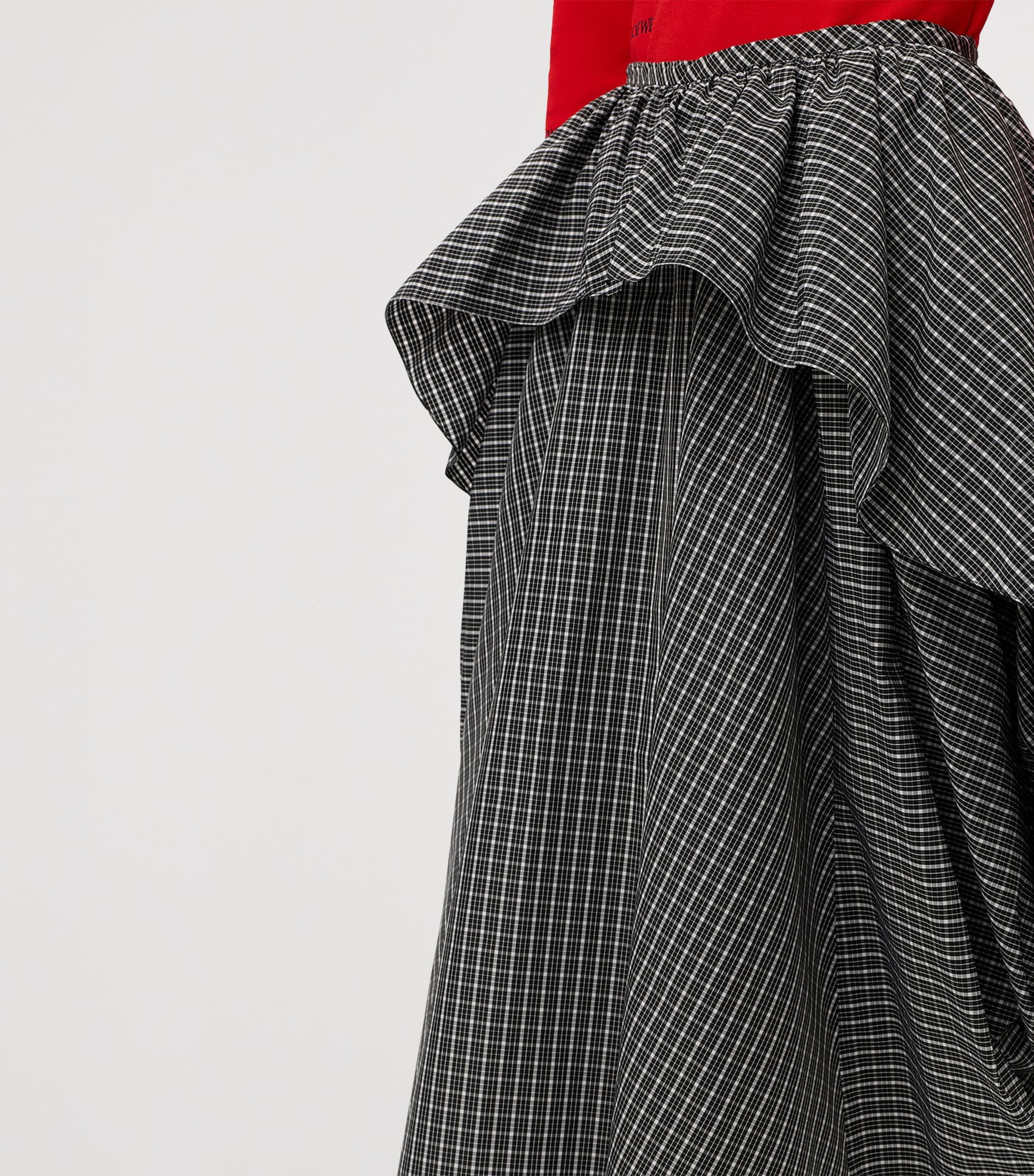 LOEWE Womens Draped Check Midi Skirt Black/white Image 5