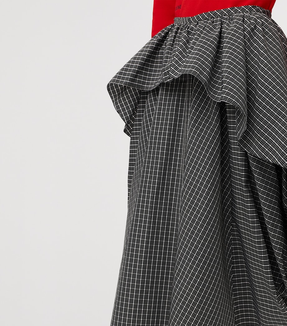 LOEWE Womens Draped Check Midi Skirt Black/white Image 5