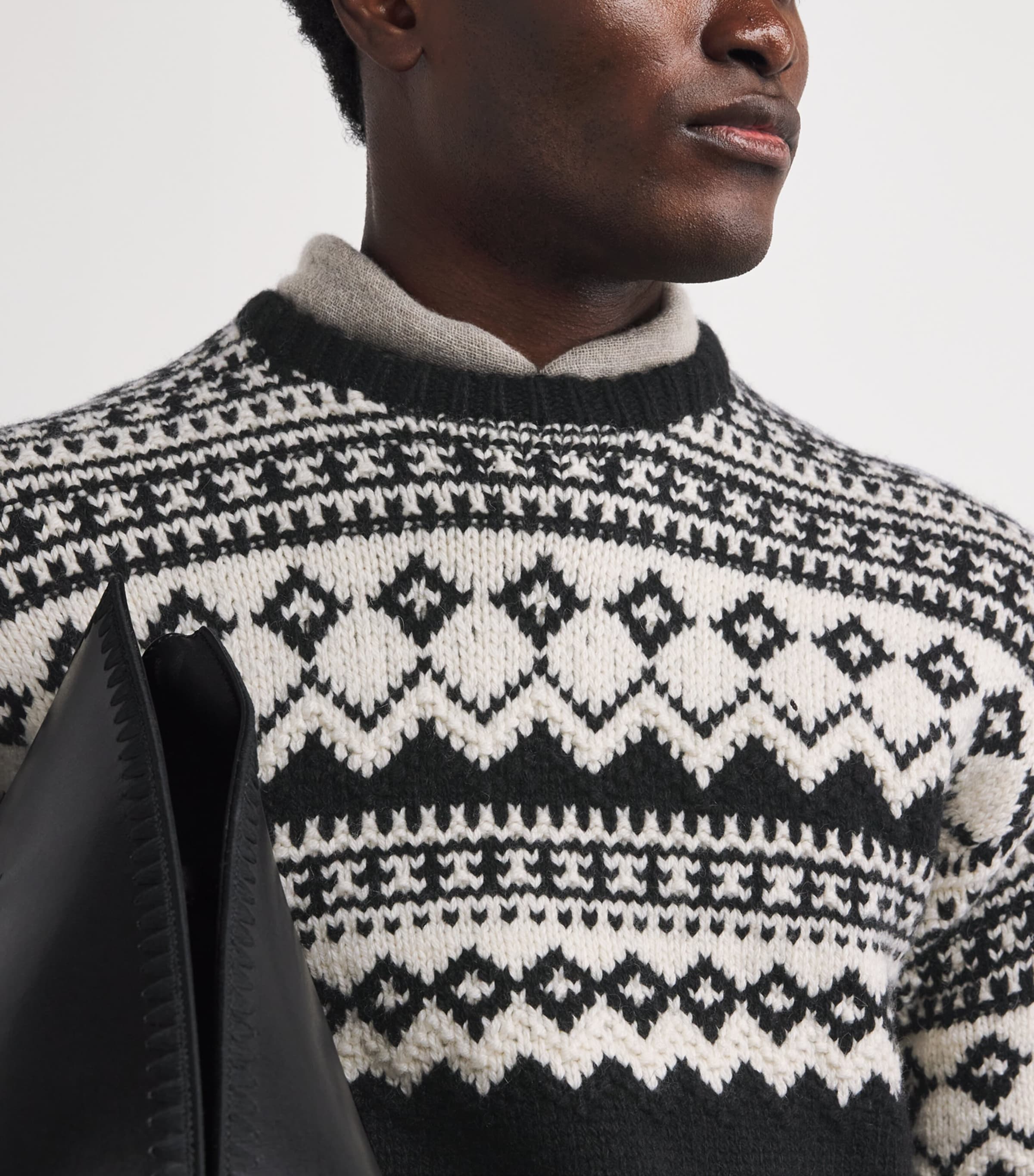 Cashmere Jacquard Sweater CLASSIC BLACK CRM Image 6