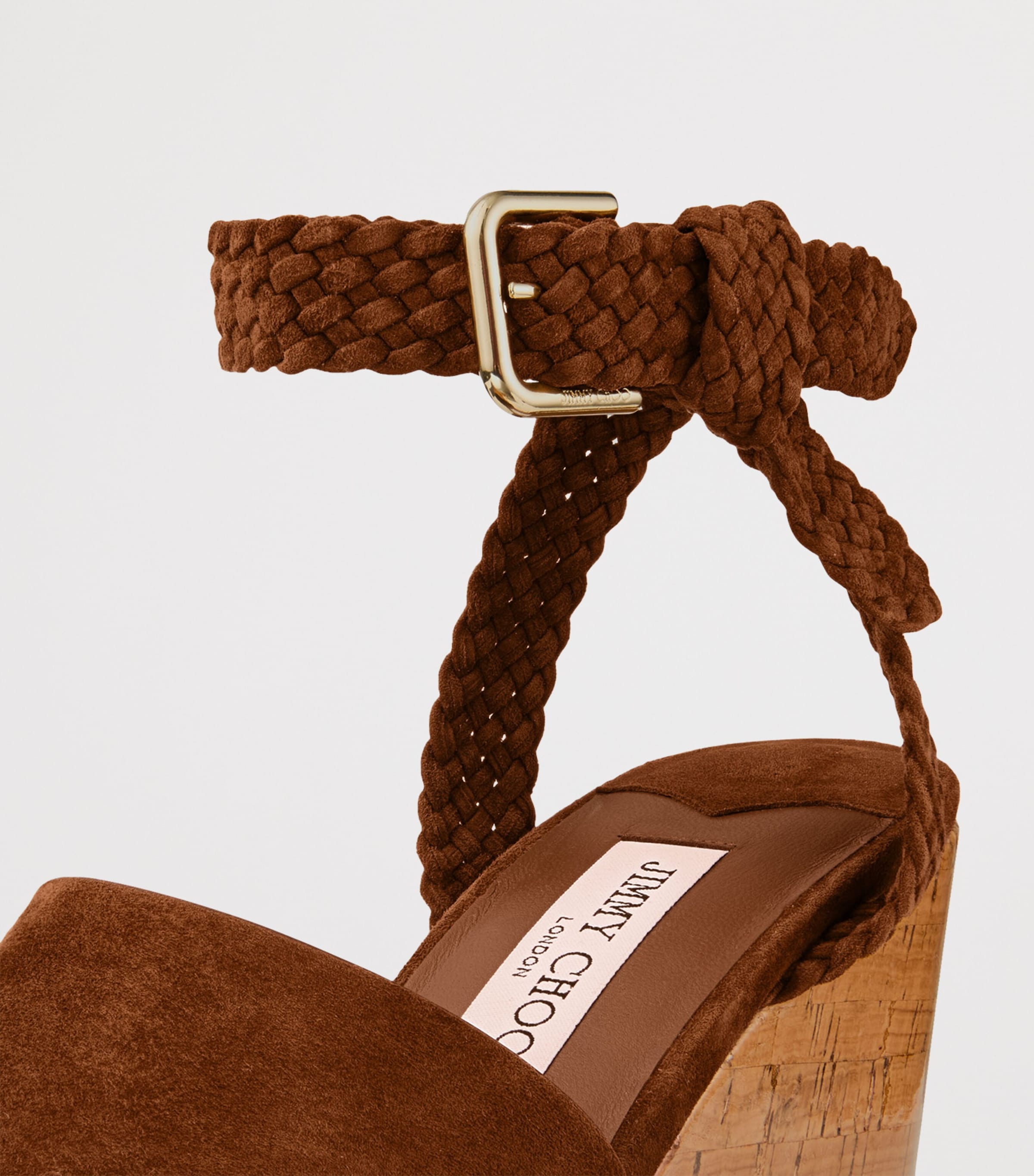 Jimmy Choo Jori 100 Suede Wedge Sandals Tan/toasty Image 6