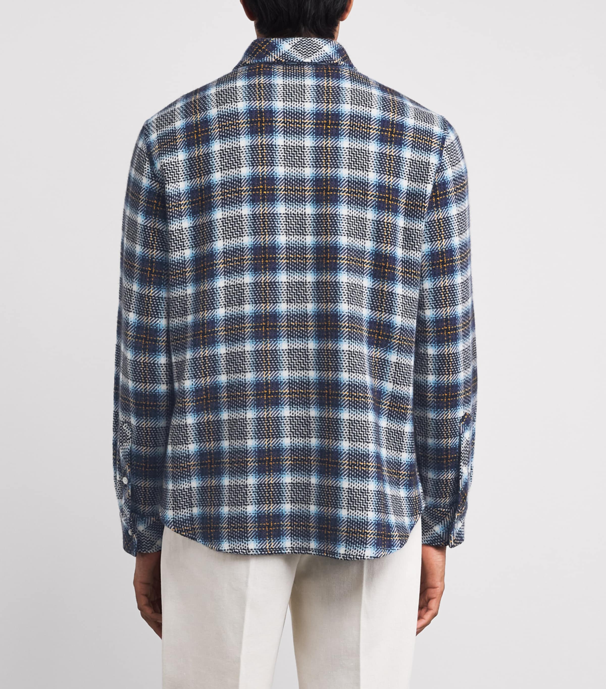 GOD'S TRUE CASHMERE Mens Cashmere Tartan Lightning Storm Shirt Moonstone Image 5