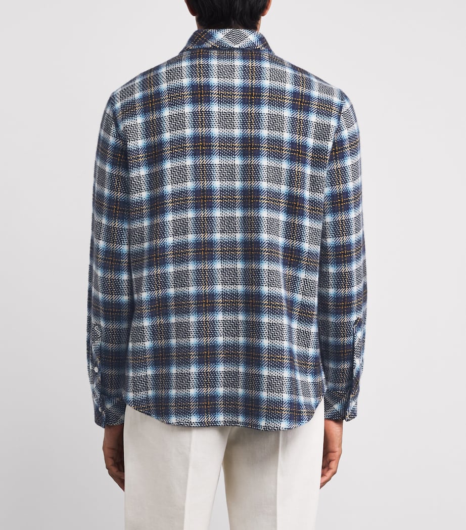 GOD'S TRUE CASHMERE Mens Cashmere Tartan Lightning Storm Shirt Moonstone Image 5
