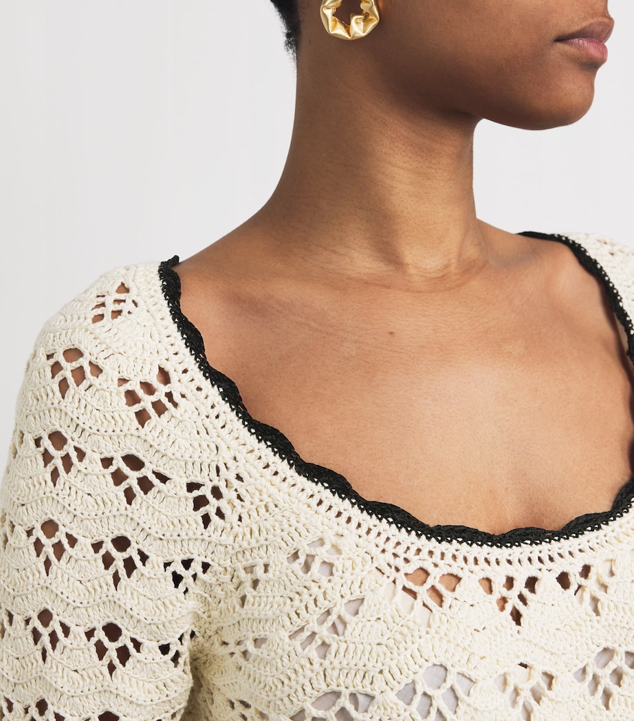Cotton Crochet Rhiannon Mini Dress CRBL/CREAM/BLACK Image 4
