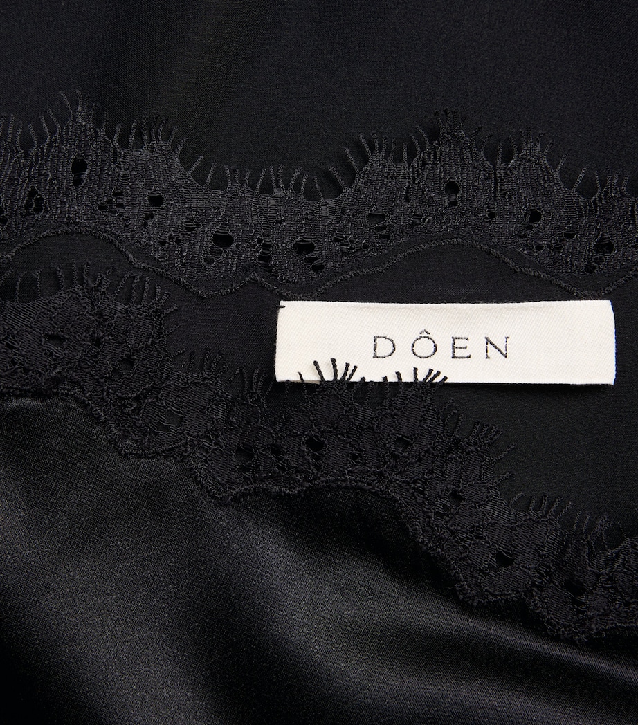 Silk Lace-Trim Loure Top BLACK W BLACK LACE Image 5