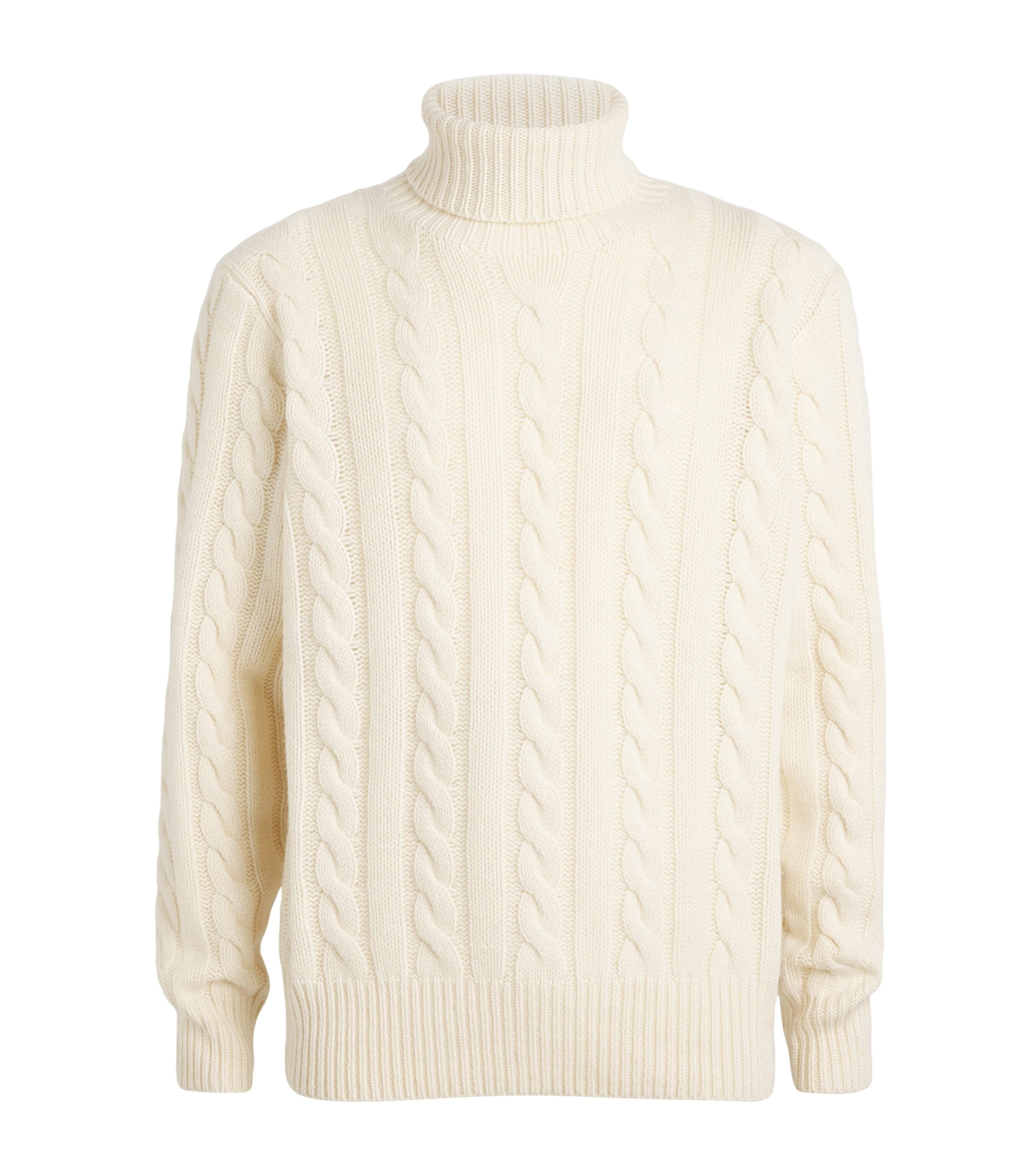 Polo Ralph Lauren Mens Wool-Cashmere Rollneck Sweater Natural Image 1