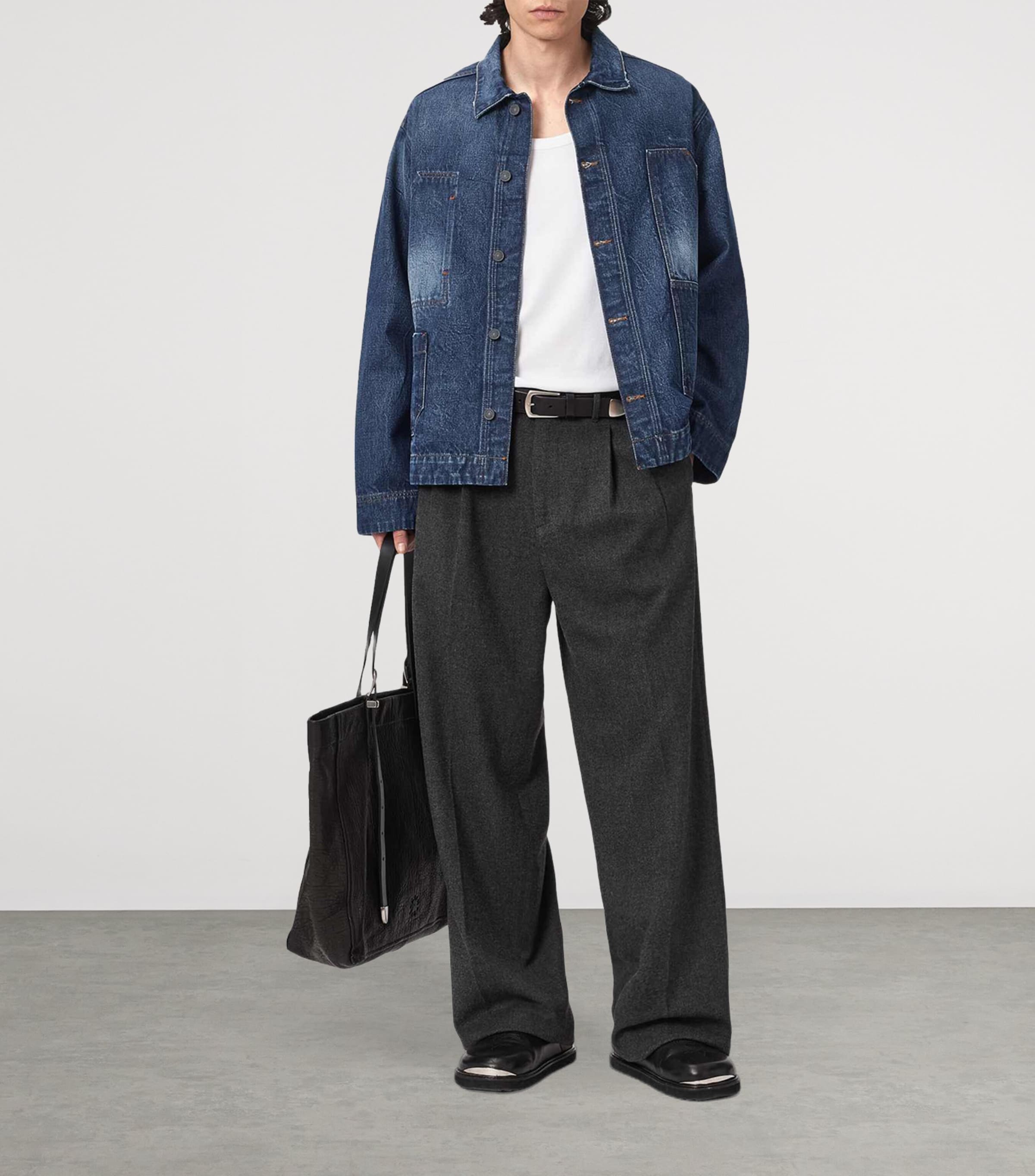 AllSaints Mens Mukesh Denim Jacket Dark Indigo Image 5