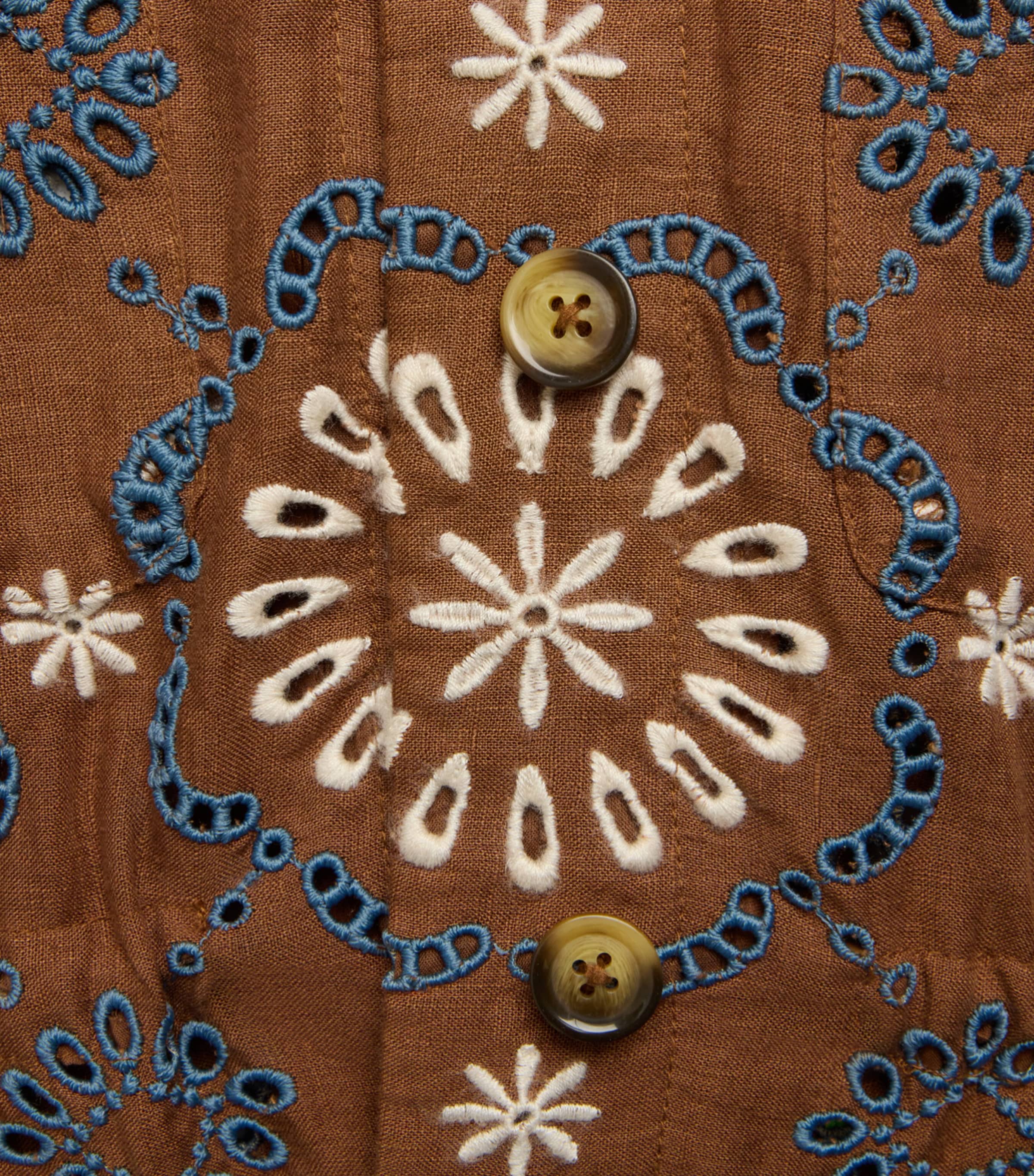 Veronica Beard Womens Linen Kiki Shacket Ochre Mlti Image 6