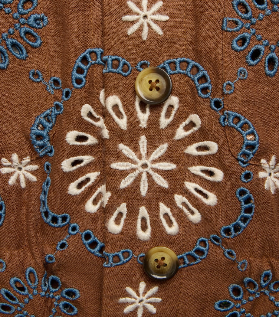 Veronica Beard Womens Linen Kiki Shacket Ochre Mlti Image 6
