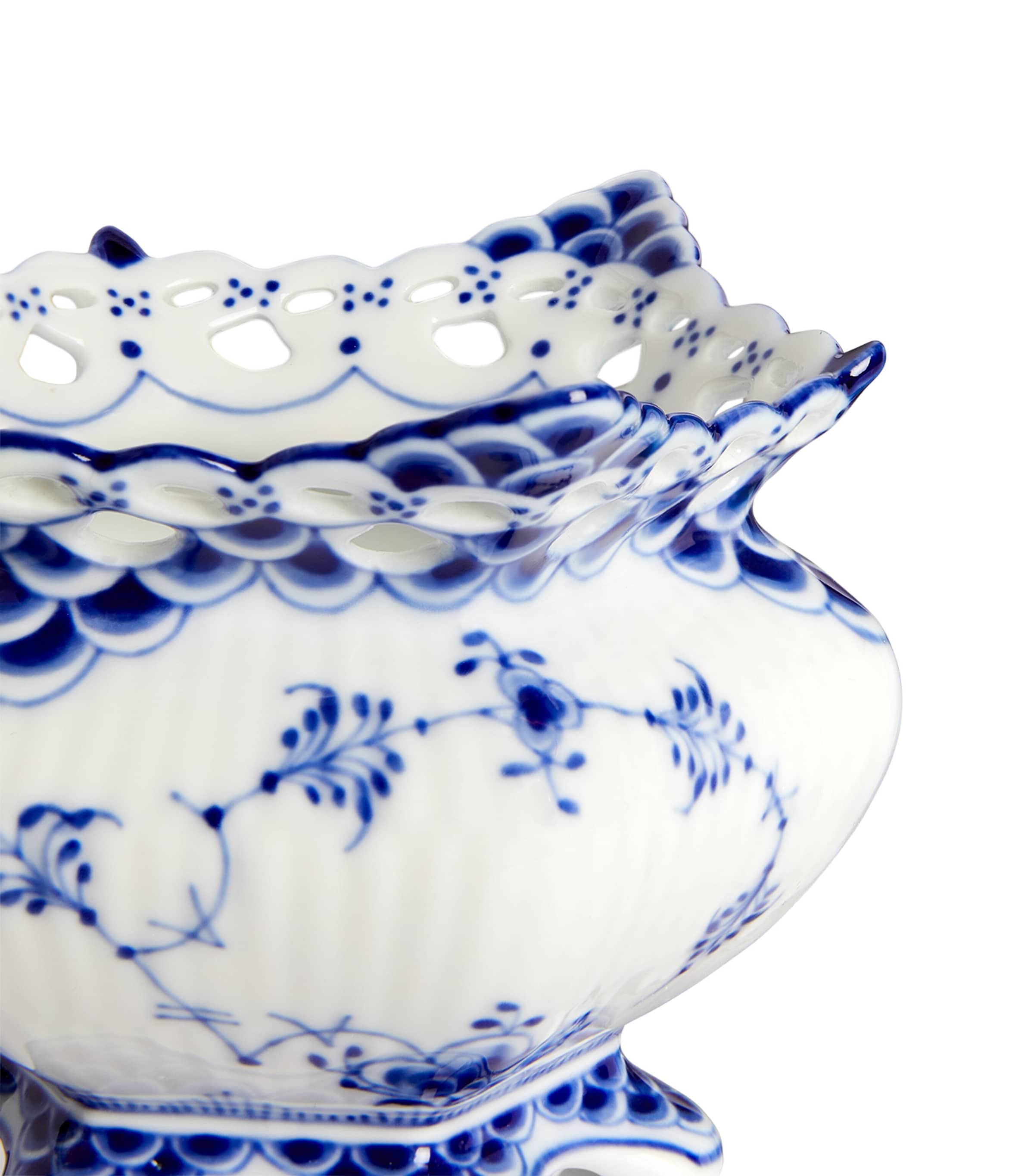 Blue Fluted Full Lace Sugar Bowl (9cm) BLUE Image 4