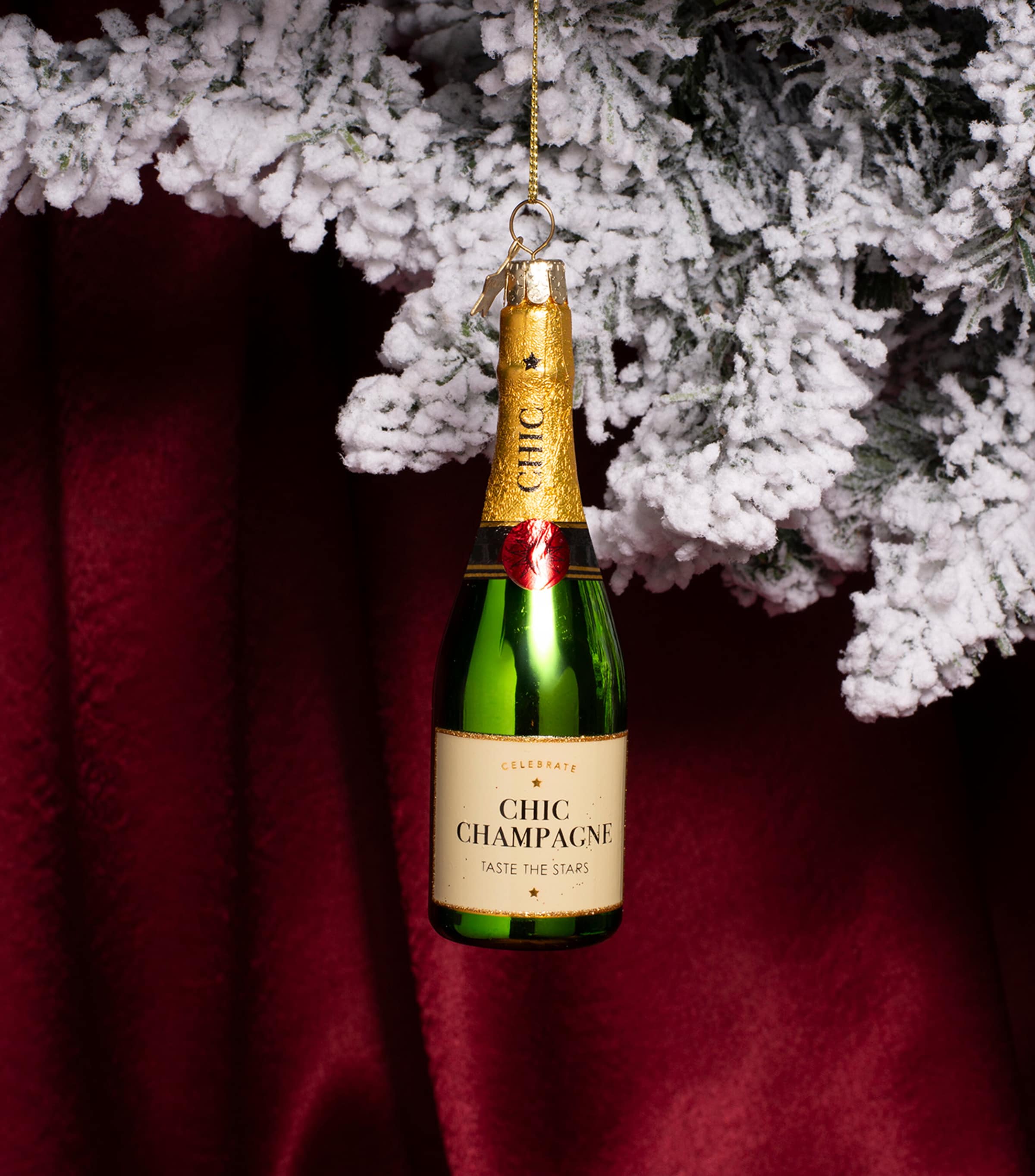 Harrods Champagne Bottle Tree Decoration Green Image 5