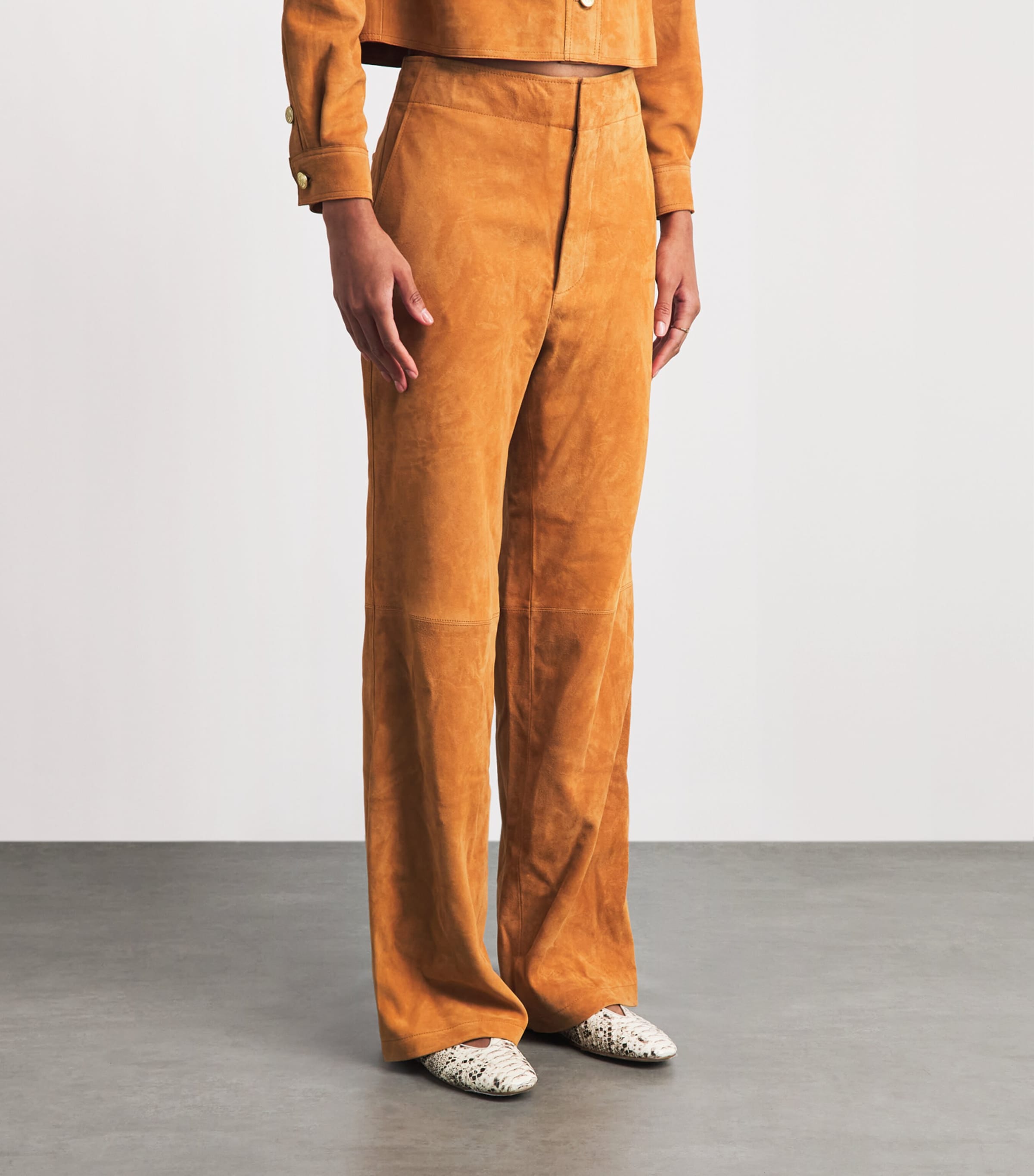 Ulla Johnson Womens Suede Freja Straight Trousers Cognac Image 4